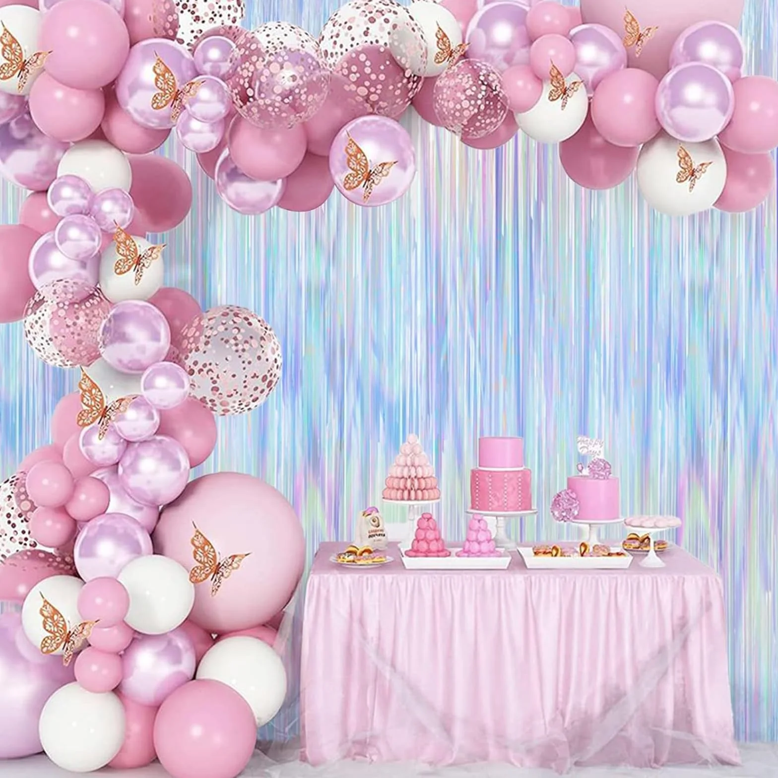 Lot de 2 rideaux à paillettes métalliques scintillants pour fenêtre anniversaire