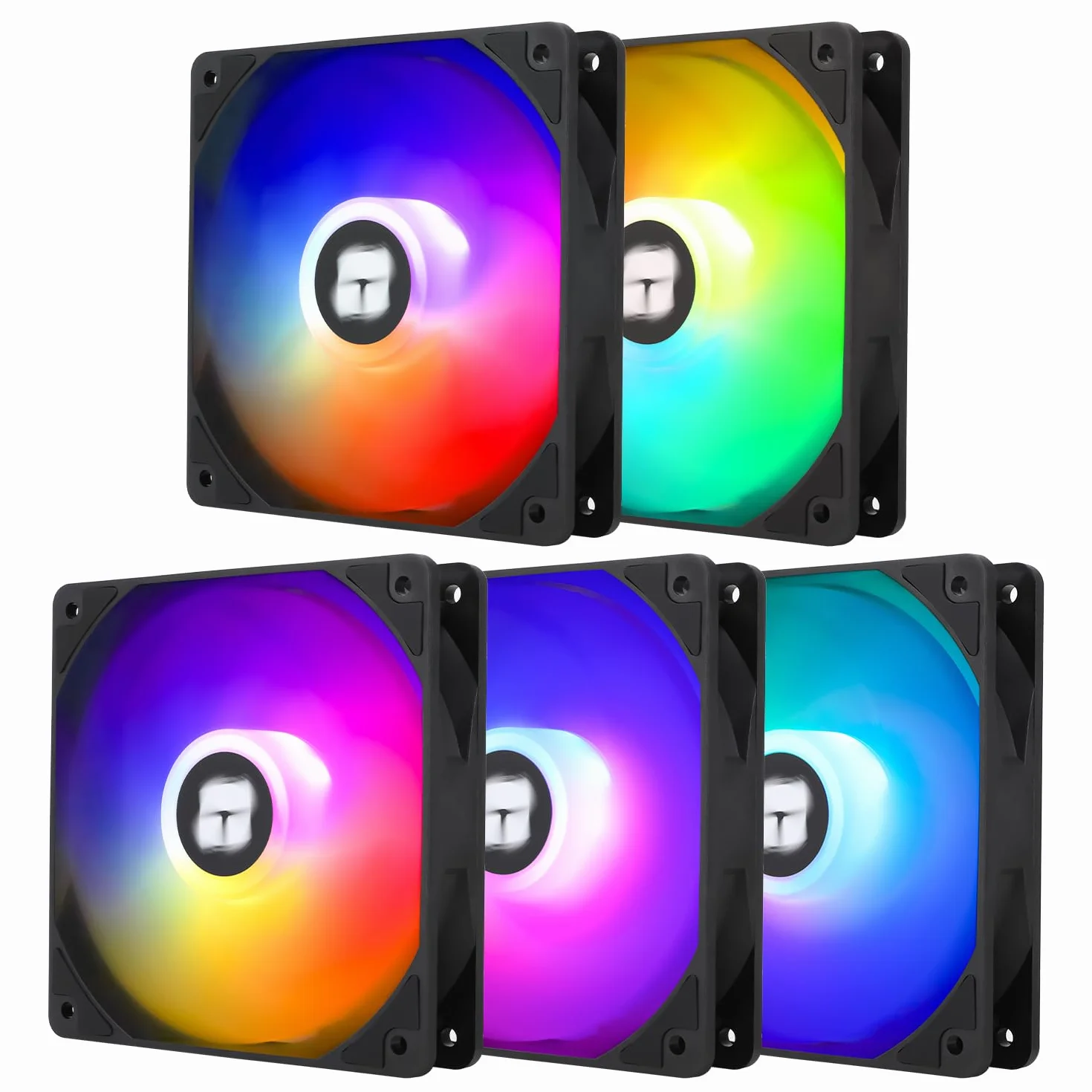 TR-Thermalright TL-C12C-S X5 120 mm CPU PWM ARGB wentylator, 1550 RPM Silent Cooling, czarny wentylator CPU, 5 sztuk, można sparować z obudową / chłodnicą procesora