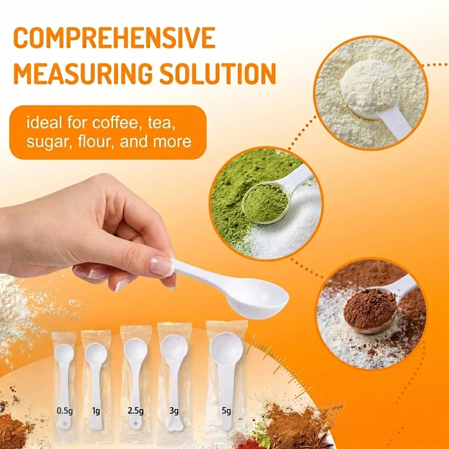 Lot de 10 Cuillères Doseuses en Plastique, Set de Mesure Précise 0.5g-5g pour Poudre de Lait
