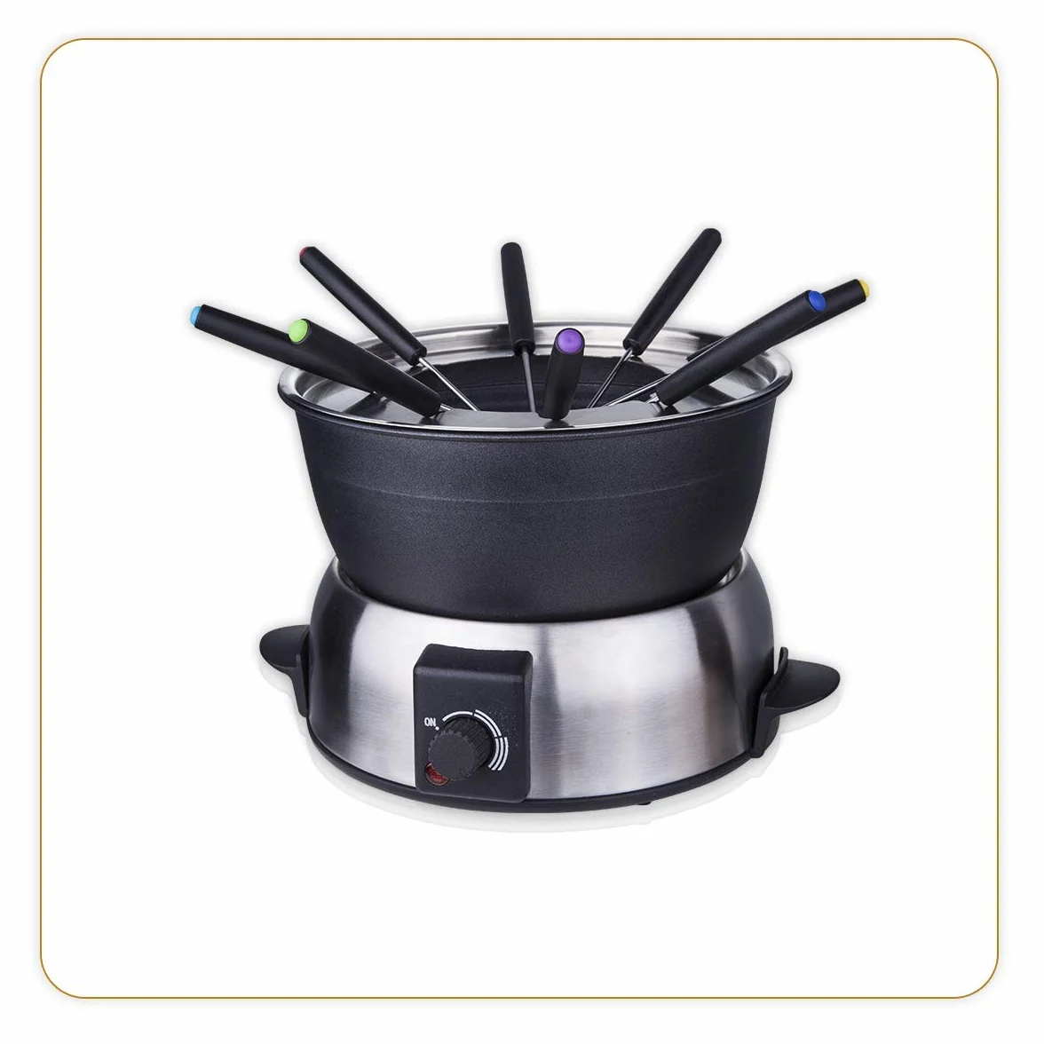 LITTLE BALANCE 8386 Fondue Elegance 8 - Appareil à fondue 8 personnes - Caquelon anti-adhésif 1,8 litres - Puissance 800 W - Finition Inox brossé premium