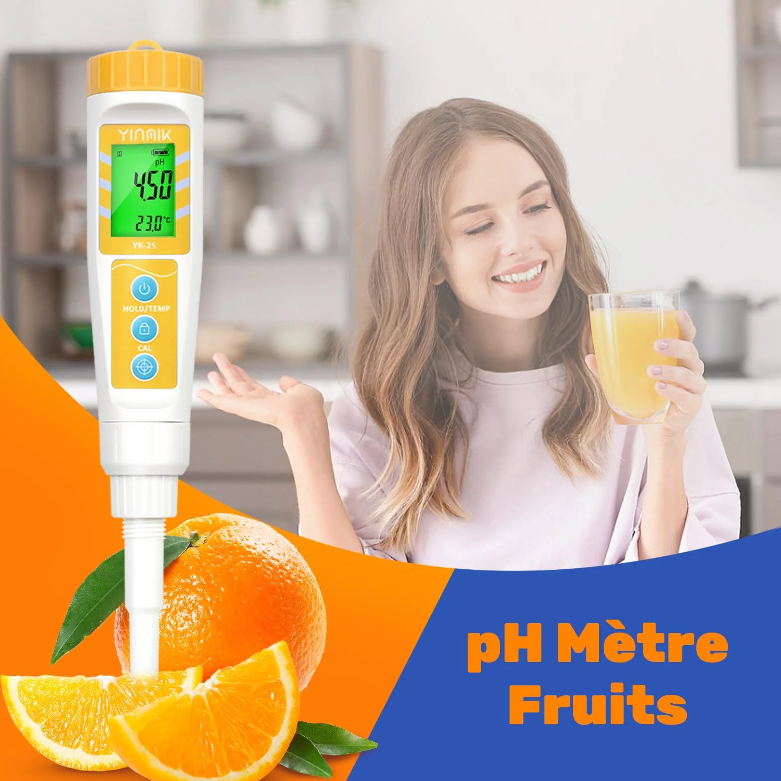 pH Mètre Alimentaire, Testeur de pH pour Pâte à Pain et Levain, pH Mètre Numérique pour Fabrication de Vin Rouge et de Bière, pH-Mètre Étanche pour Viandes, Fromages, Cosmétique, Conserve, Liquide