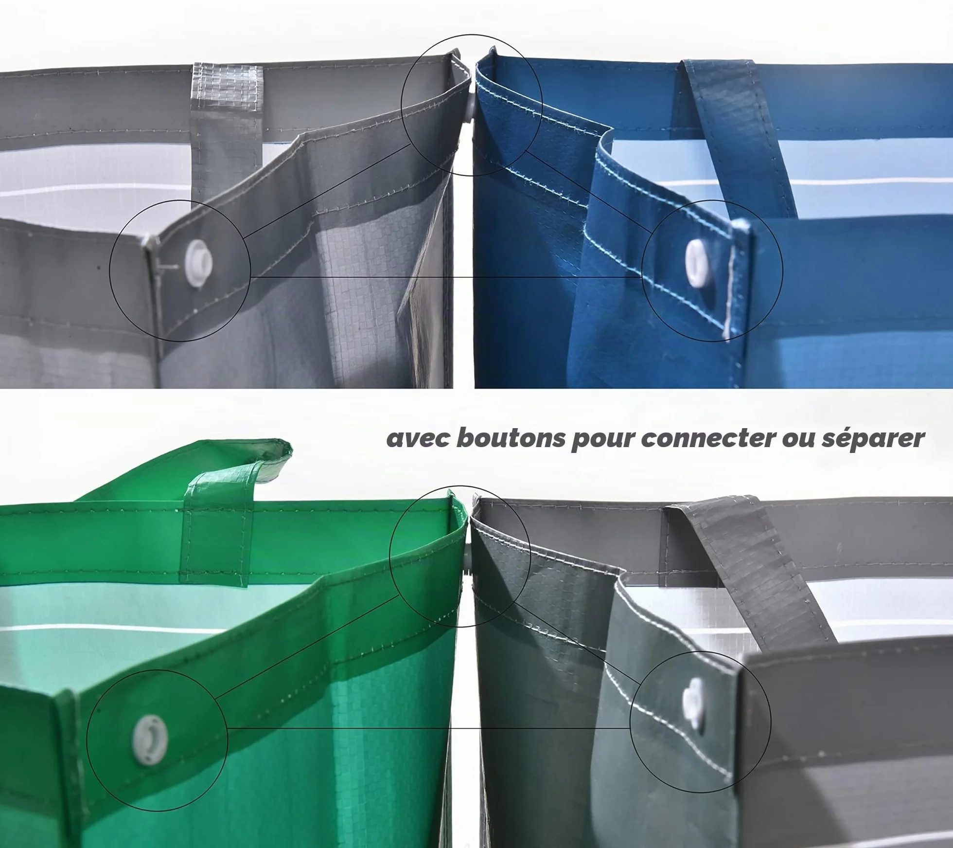 Sacs de tri sélectif réutilisables pack de 3, organisateur de tri, poubelles de recyclage étanches