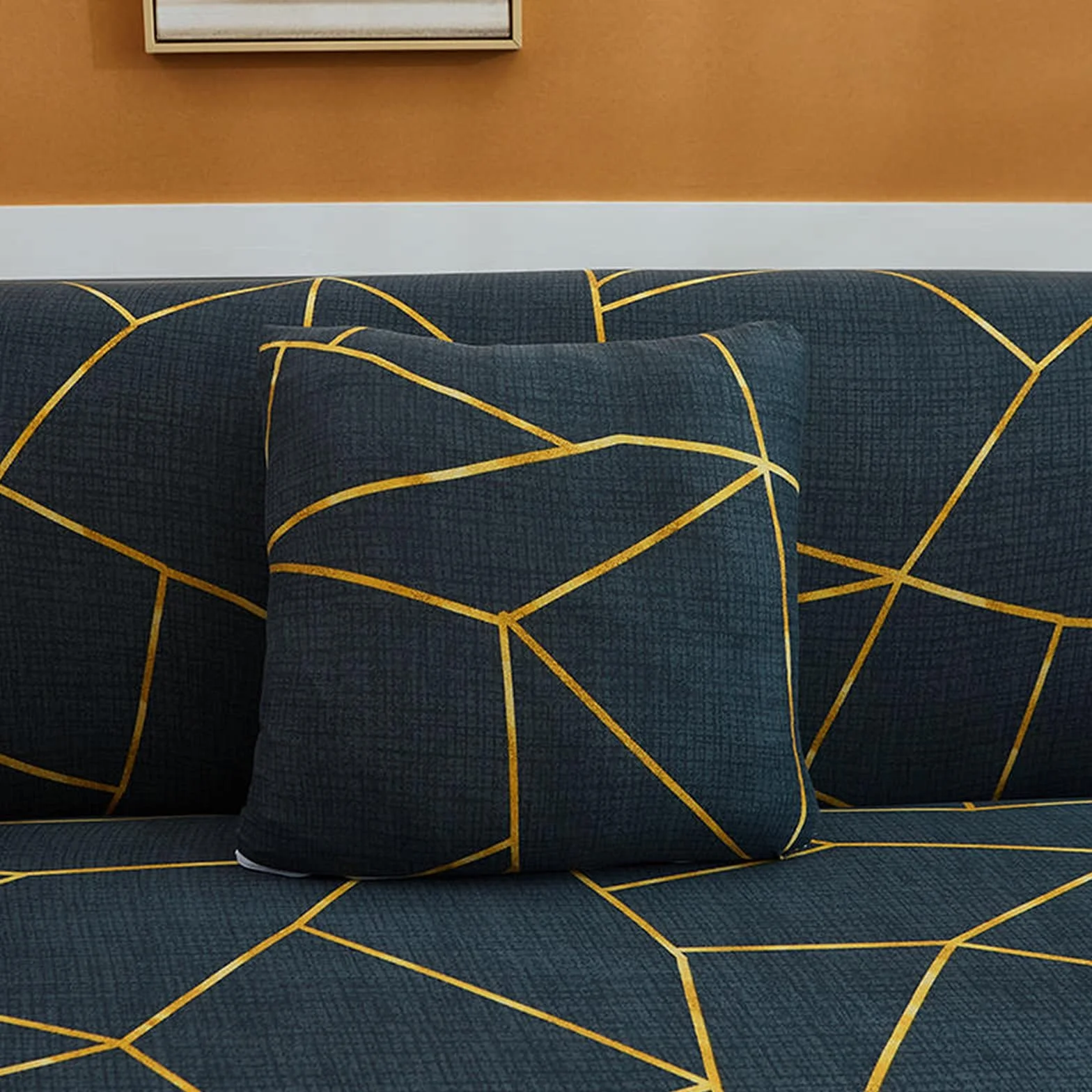 Daesar Housses de Canape Extensibles, Housse Protection Canapé 2 Places Motif Géométrique Irrégulier Housse Canape Universelle Gris Foncé (Polyester, 2 Places)
