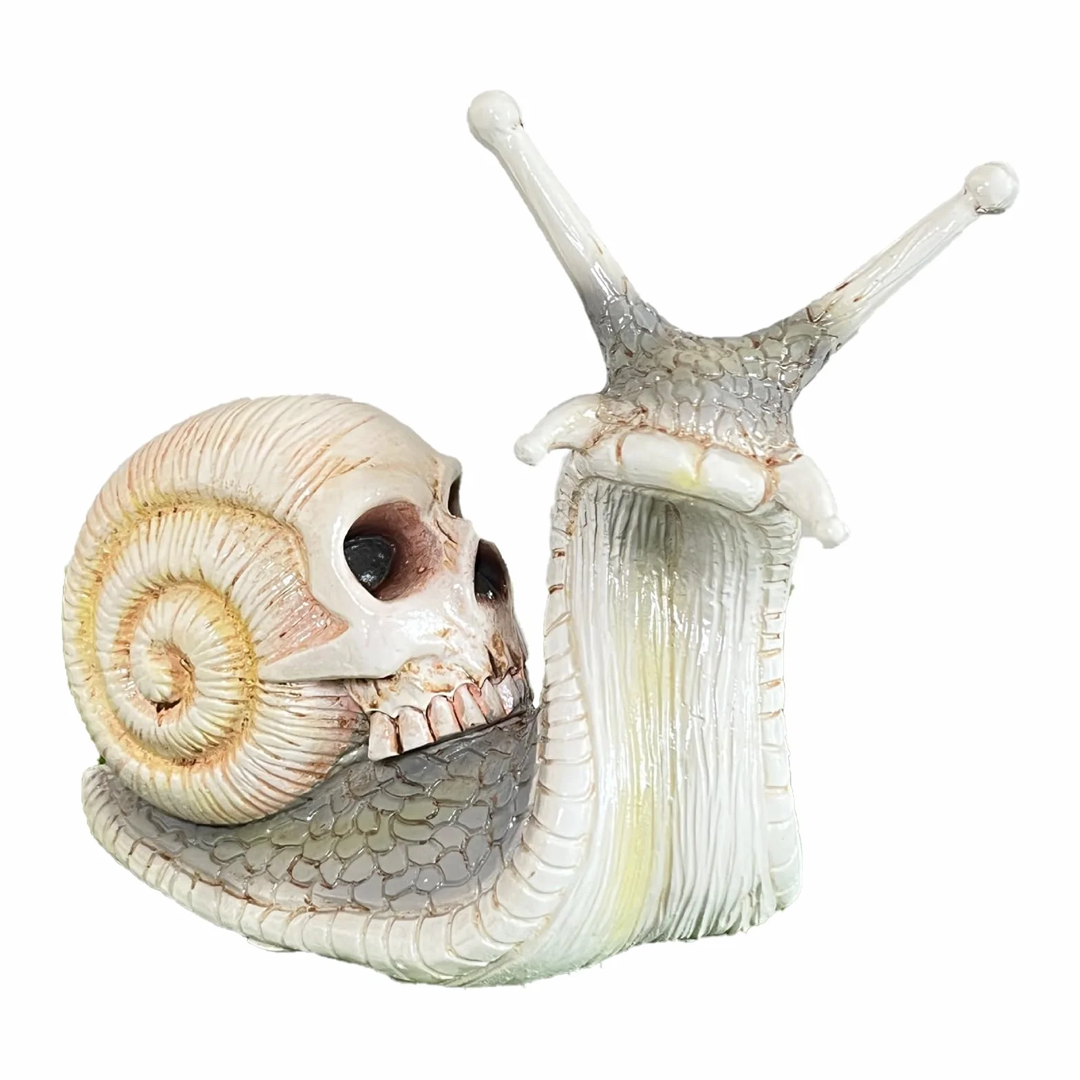 Halloween Escargot Crâne Statue Résine Gothique Jardin Ornement Figurine (Marron clair)