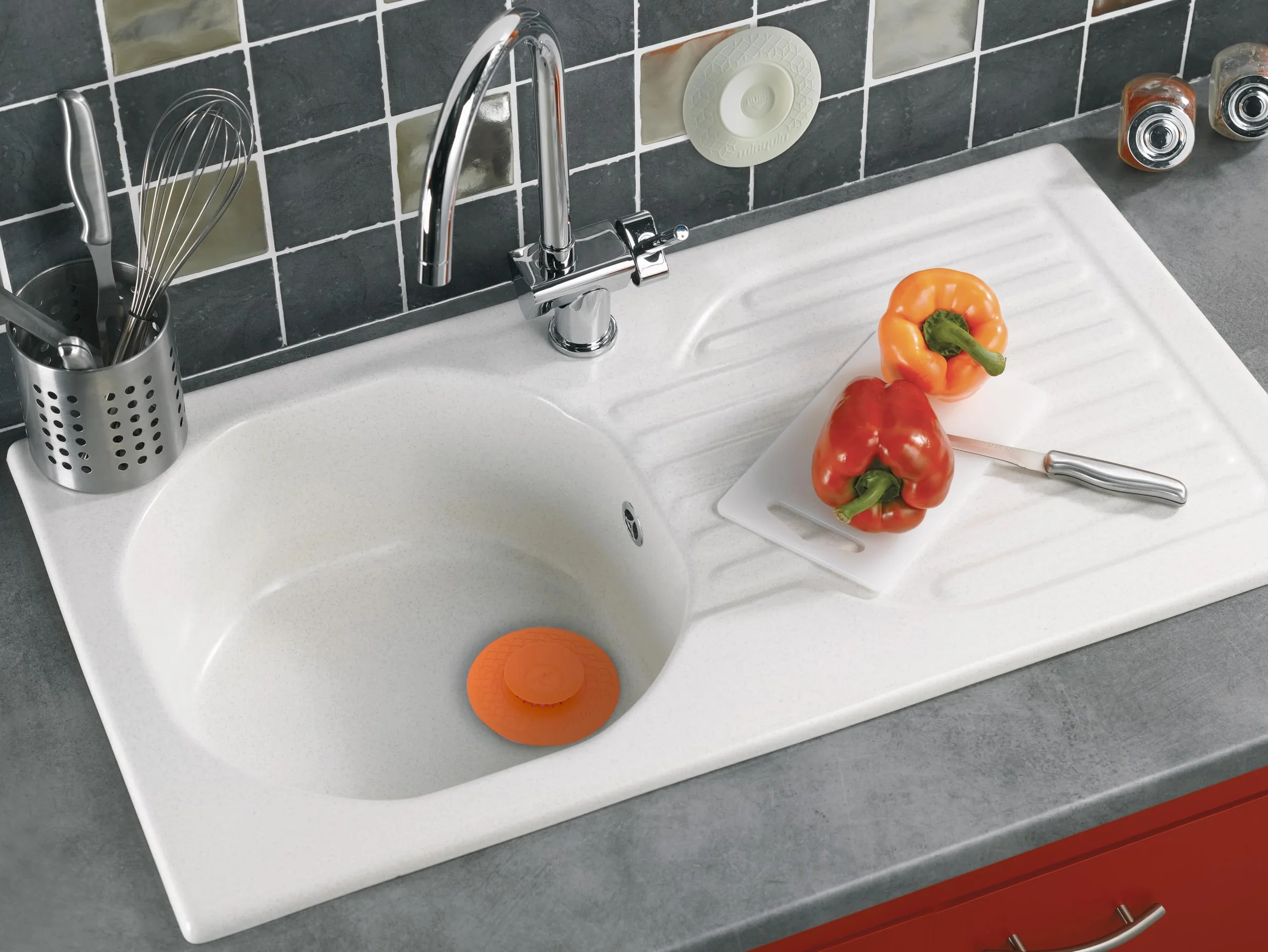 Wirquin Bouchon et filtre universel Uppy blanc pour évacuations évier lavabo baignoire