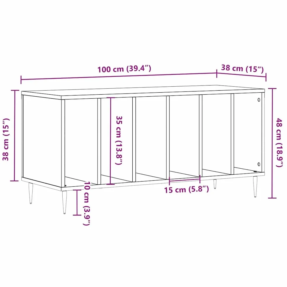 vidaXL Armoire à Disques, Support de Tourne-Disque, Armoire Latérale avec Rangement, Buffet de Salon, Moderne, Chêne Sonoma Bois d'Ingénierie