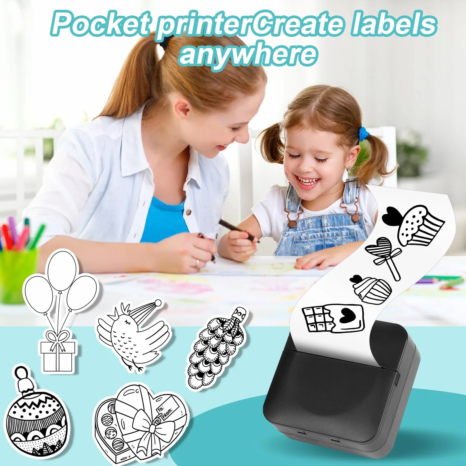 Imprimante Photo Portable Sans Fil Mini Instantané Thermique Mobile