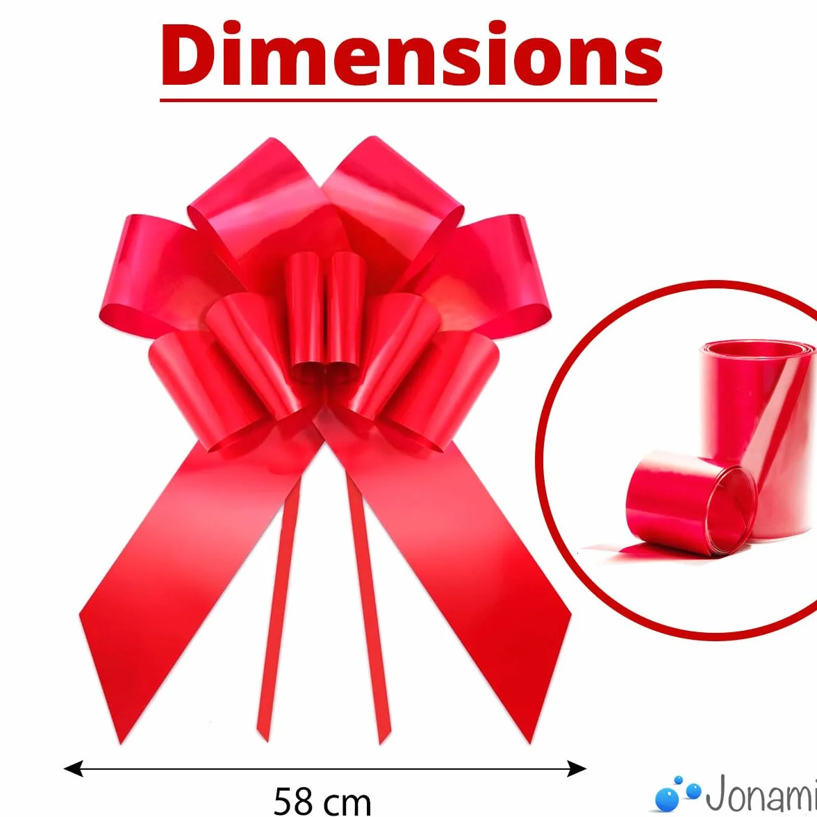 Jonami Noeud Cadeau Grand pour Voiture, Noeud Géant Rouge ø 58 cm pour 18 Anniversaire ou Voiture XL