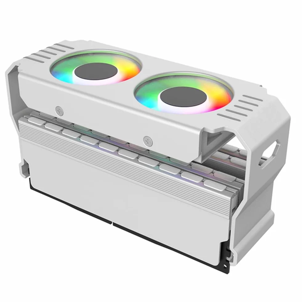 Module de Mémoire RAM Cooler DDR3 DDR5 5V 3Pin PWM 4Pin Light Sync 120mm Double Ventilateurs Radiateur Blanc