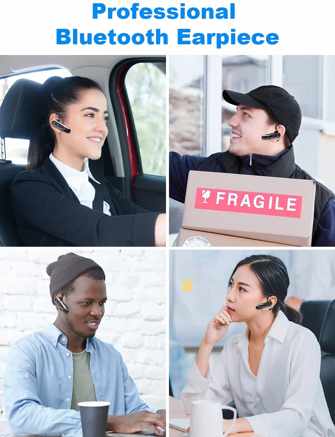 New Bee Zestawy słuchawkowe Bluetooth z podwójnym mikrofonem V5.0 zestaw głośnomówiący Bluetooth z 25-godzinnym czasem rozmów mikrofonem wyciszenie połączenia dwóch urządzeń do iPhone'a, Androida i