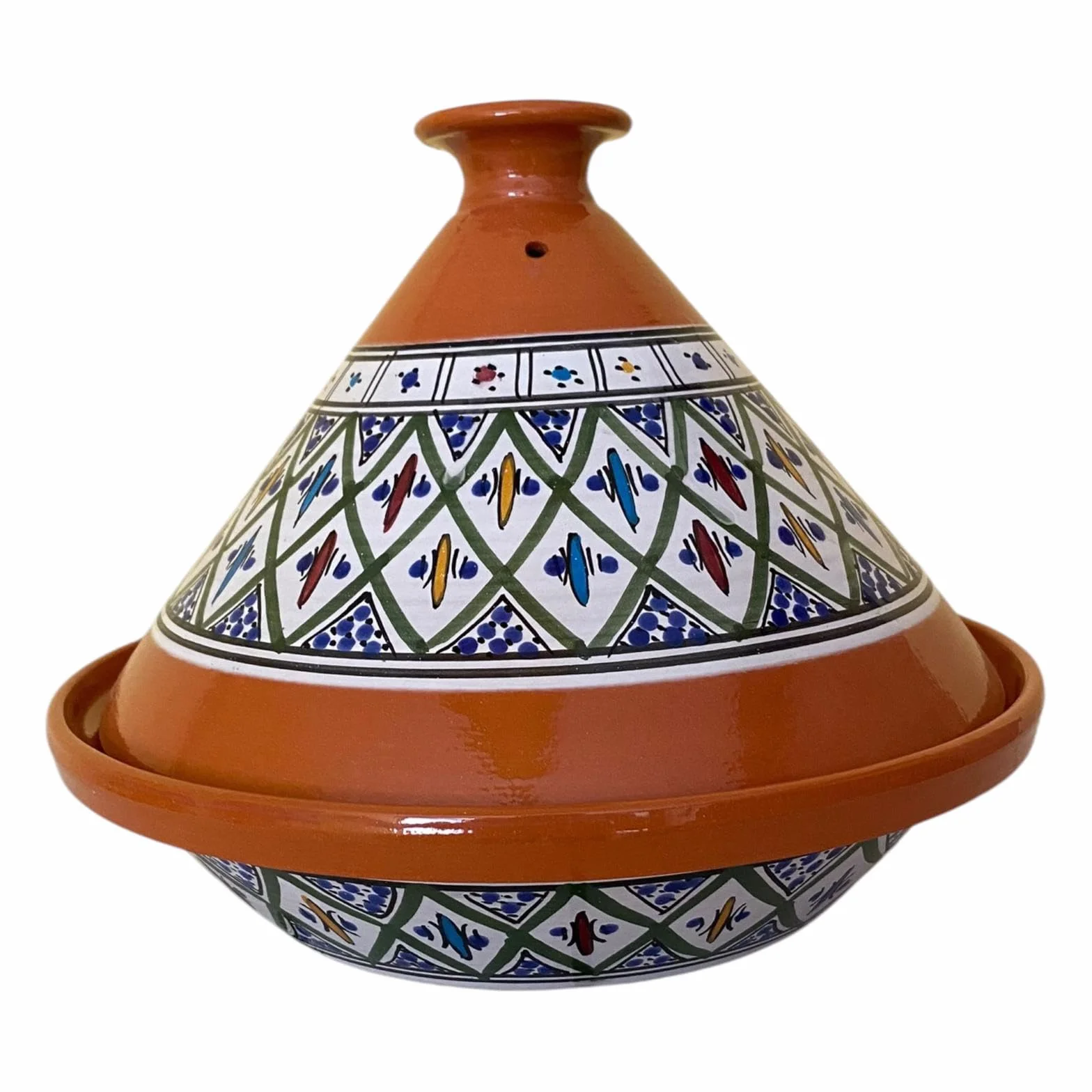 La Maison Unique: Tajine Terre cuite Marocaine Tunisienne Diamètre 32 cm Cocotte Pression Avec Couvercle Plat Ethnique Marocain Cuisine Santé - Qualité Premium - Vert