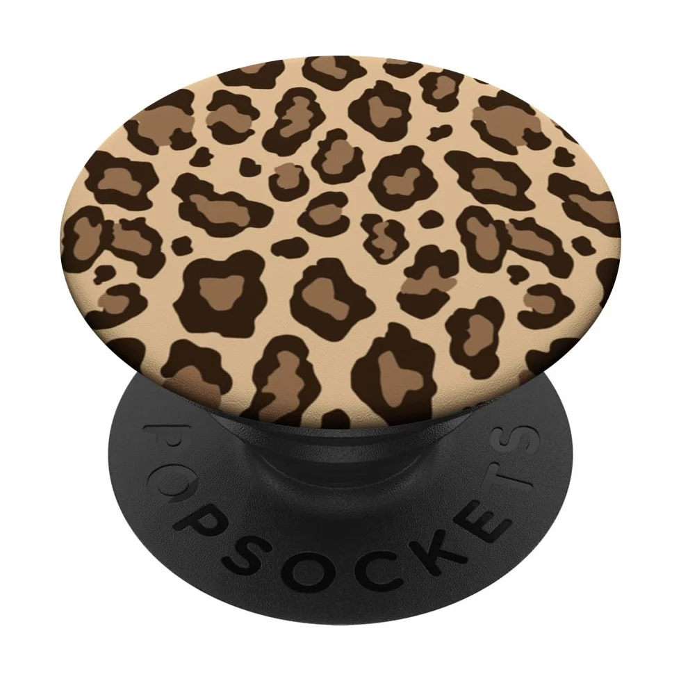 PopSockets PopGrip Adhésif Motif Léopard Imprimé Fourrure Beige/Marron