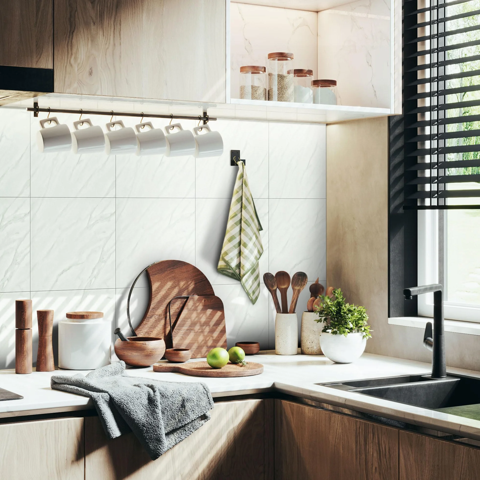 Vieshful Carrelages Adhésifs en Marbre 30 x 30 cm pour Cuisine Salle de Bains