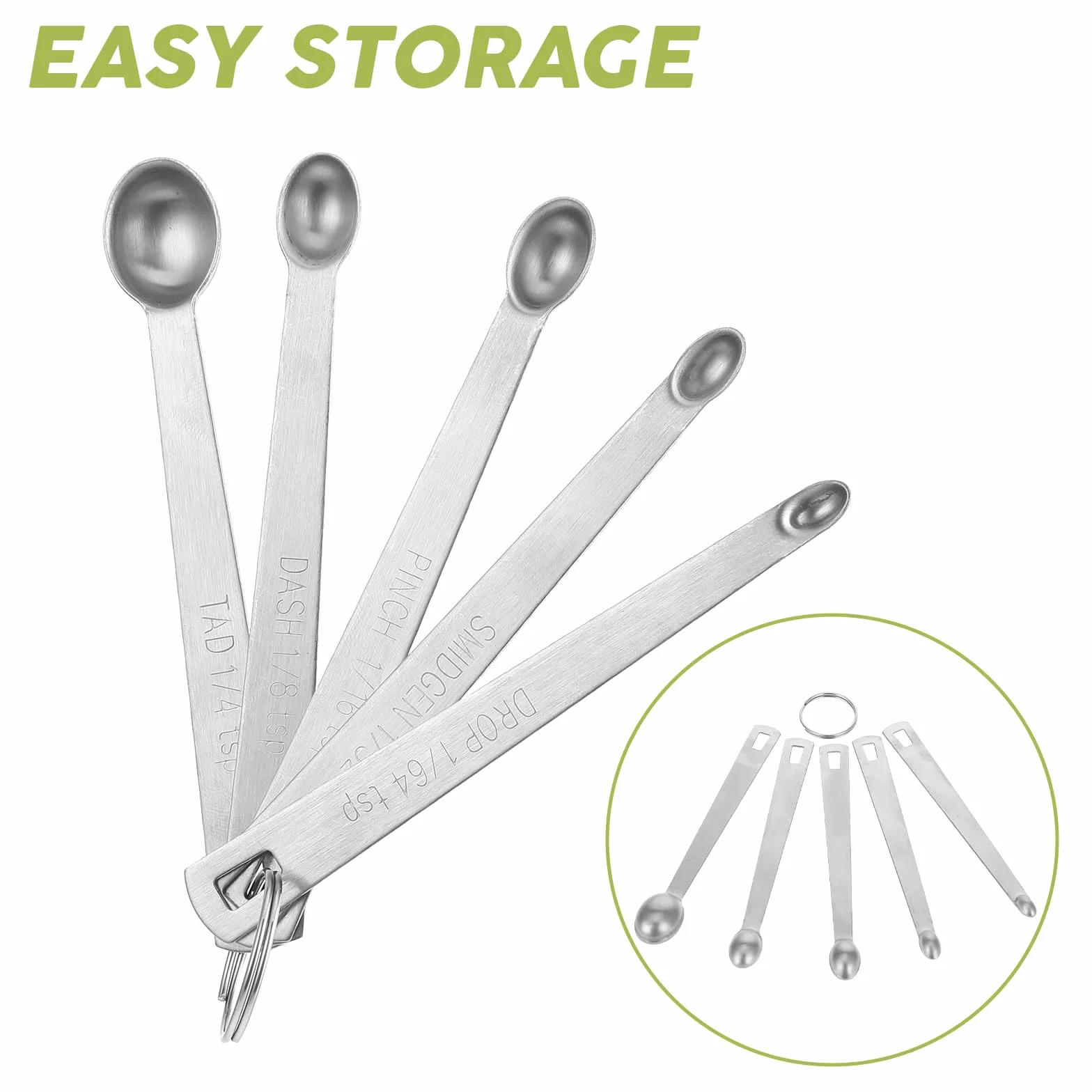 Cuillères à soupe en acier inoxydable lot de 5 - Petites cuillères à café graduées