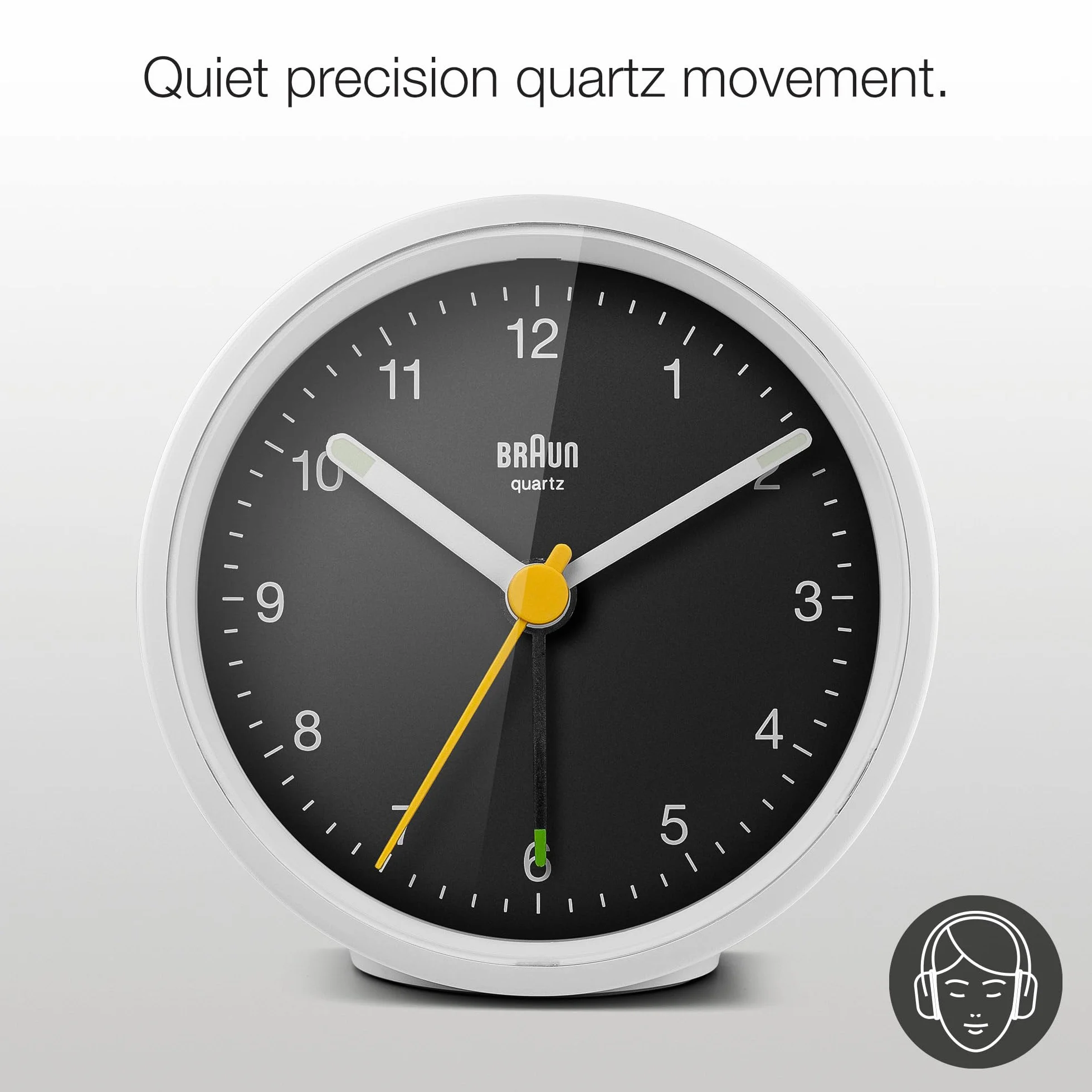 Braun BC12WB Réveil analogique classique blanc et noir
