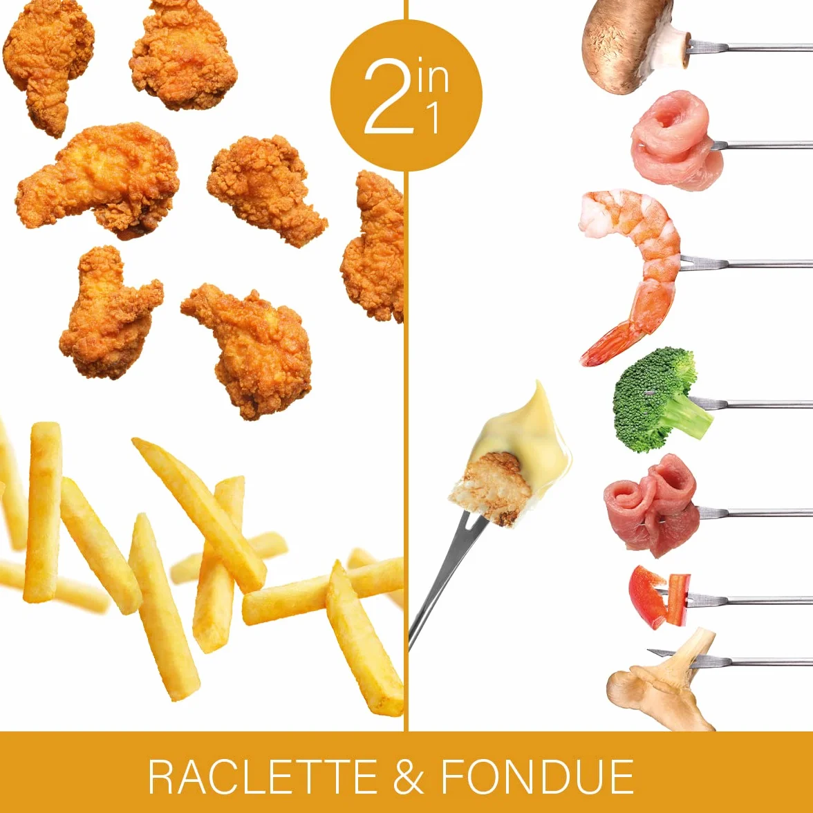 Clatronic Ffr 2916 Friteuse et Fondue Parois Froides Thermostat Variable 2 Indicateurs Lumineux de Control Protection Anti Surchauffe Capacité 1 Litre Blanc