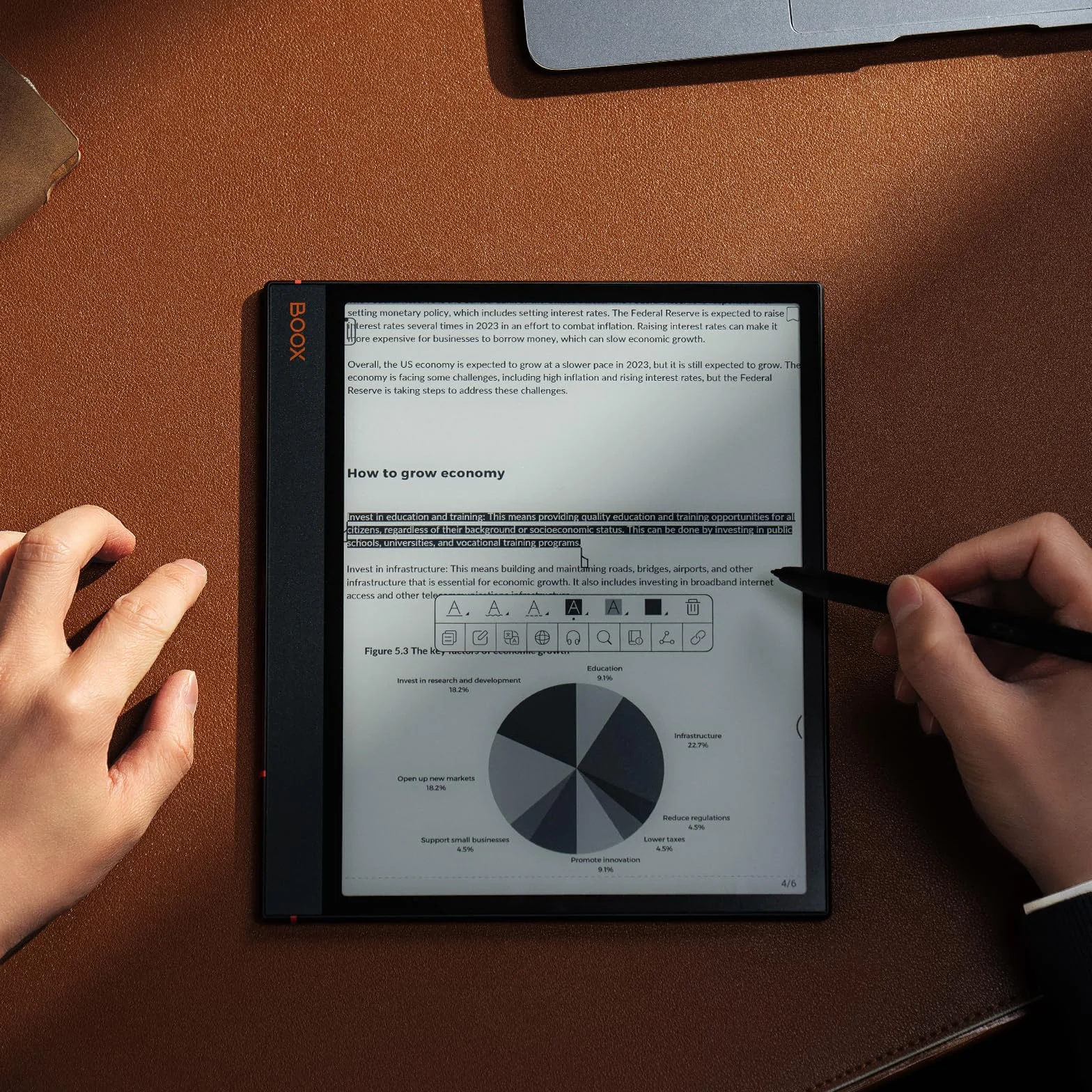 BOOX Tablet Note Air3 10.3 Cale Monochromatyczny ePapier Tablet 64 GB Android 12 E-ink G-Senser WiFi (227 ppi)