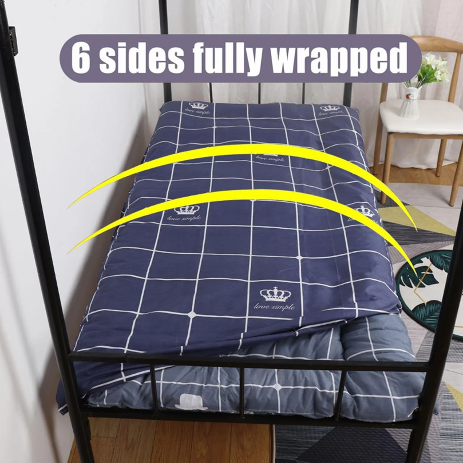 Housse de Futon Sol Japonaise avec Fermeture Éclair 120x200cm Lavable Coton