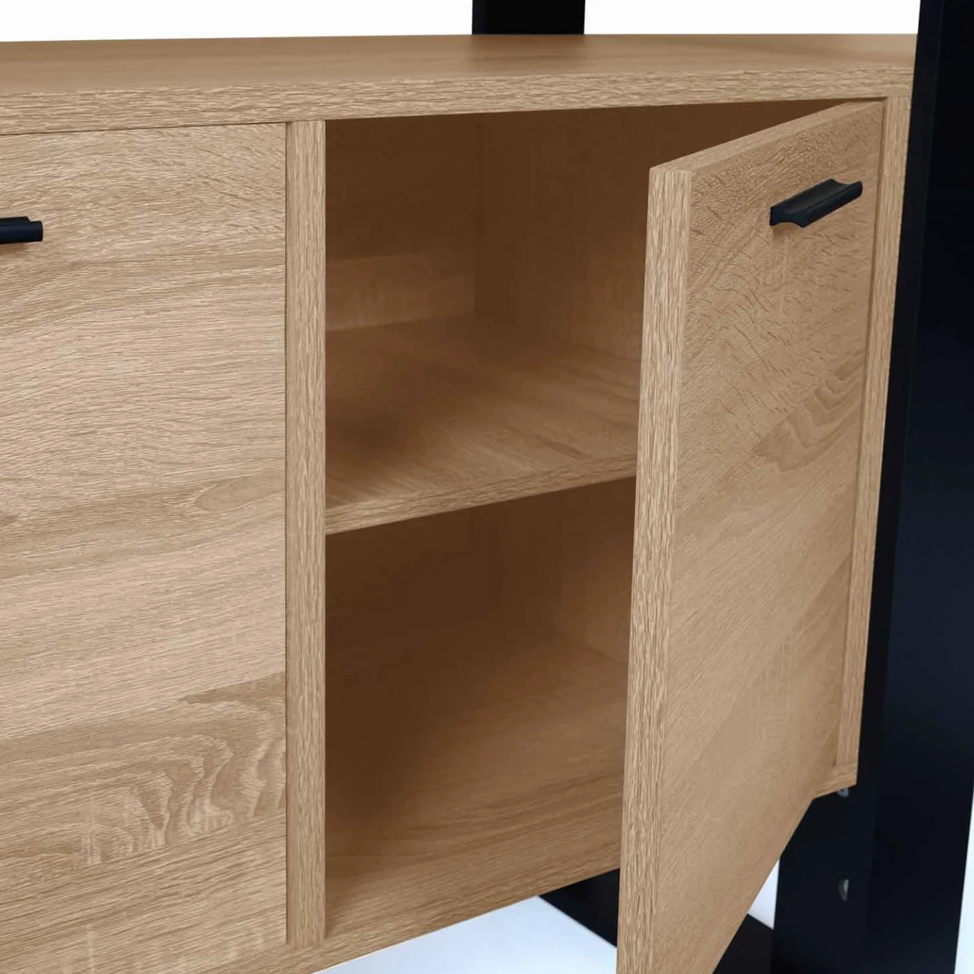IDMarket - Buffet 160 cm Phoenix XXL 4 Portes Bois et Noir