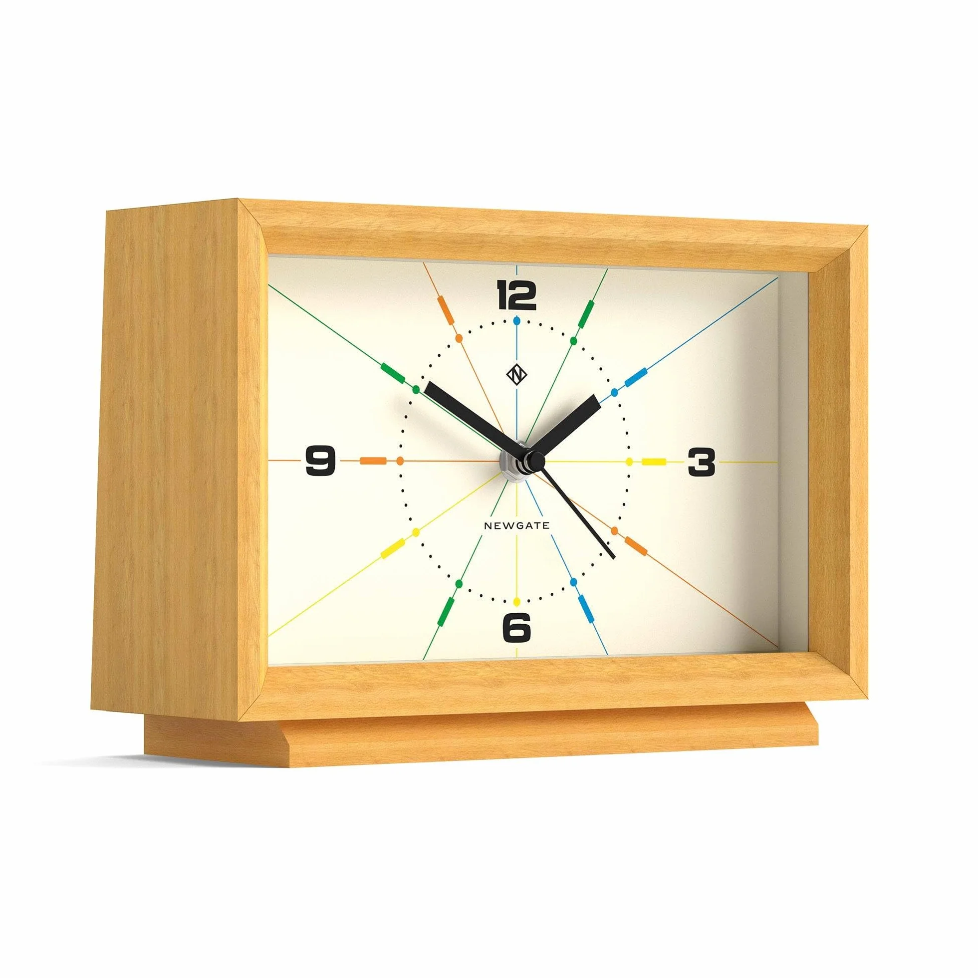 NEWGATE® Hollywood Horloge de Bureau Bois Massif Finition Chêne Pâle Style Milieu du Siècle