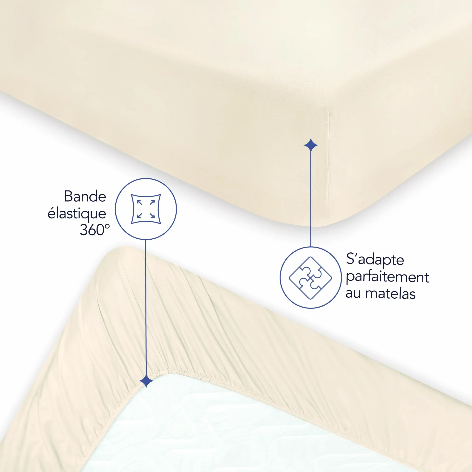 Dreamzie Drap Housse 160x200 Bonnet 35 cm Microfibre Ultra Douce Matelas Épais Oeko-Tex Beige