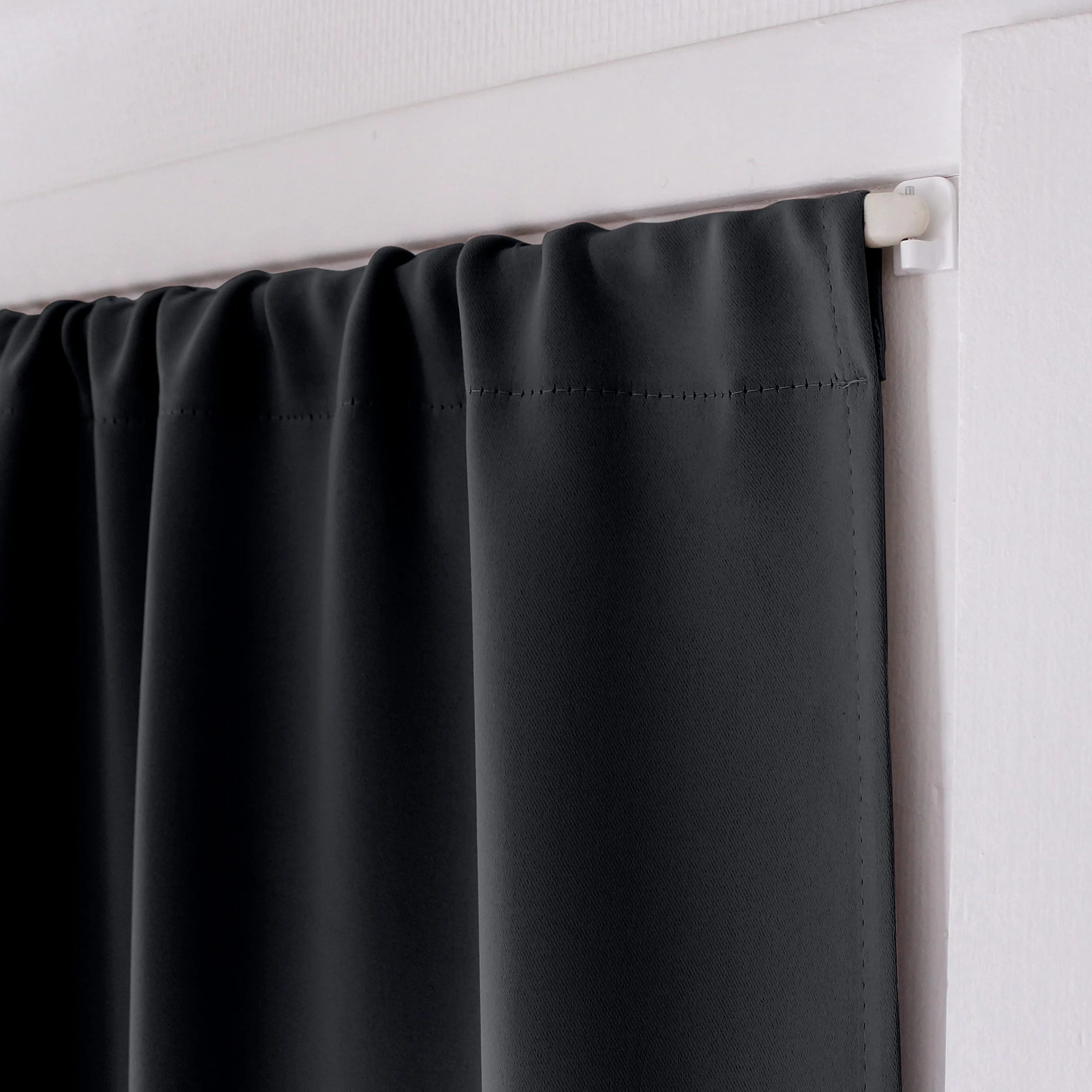 Rideau Vitrage Occultant Passe Tringle 60x120cm 100% Polyester Oeko-TEX Gris Foncé