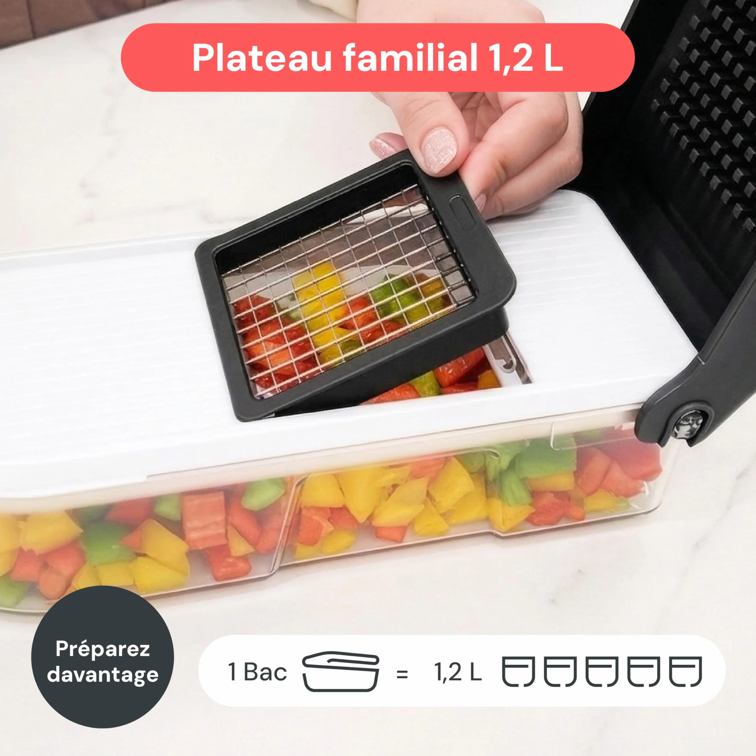Fullstar Coupe Légumes Multifonctions Mandoline 6-en-1 Blanc - Trancheur Découpe Cube Oignons Carottes Concombres Frites Fruits