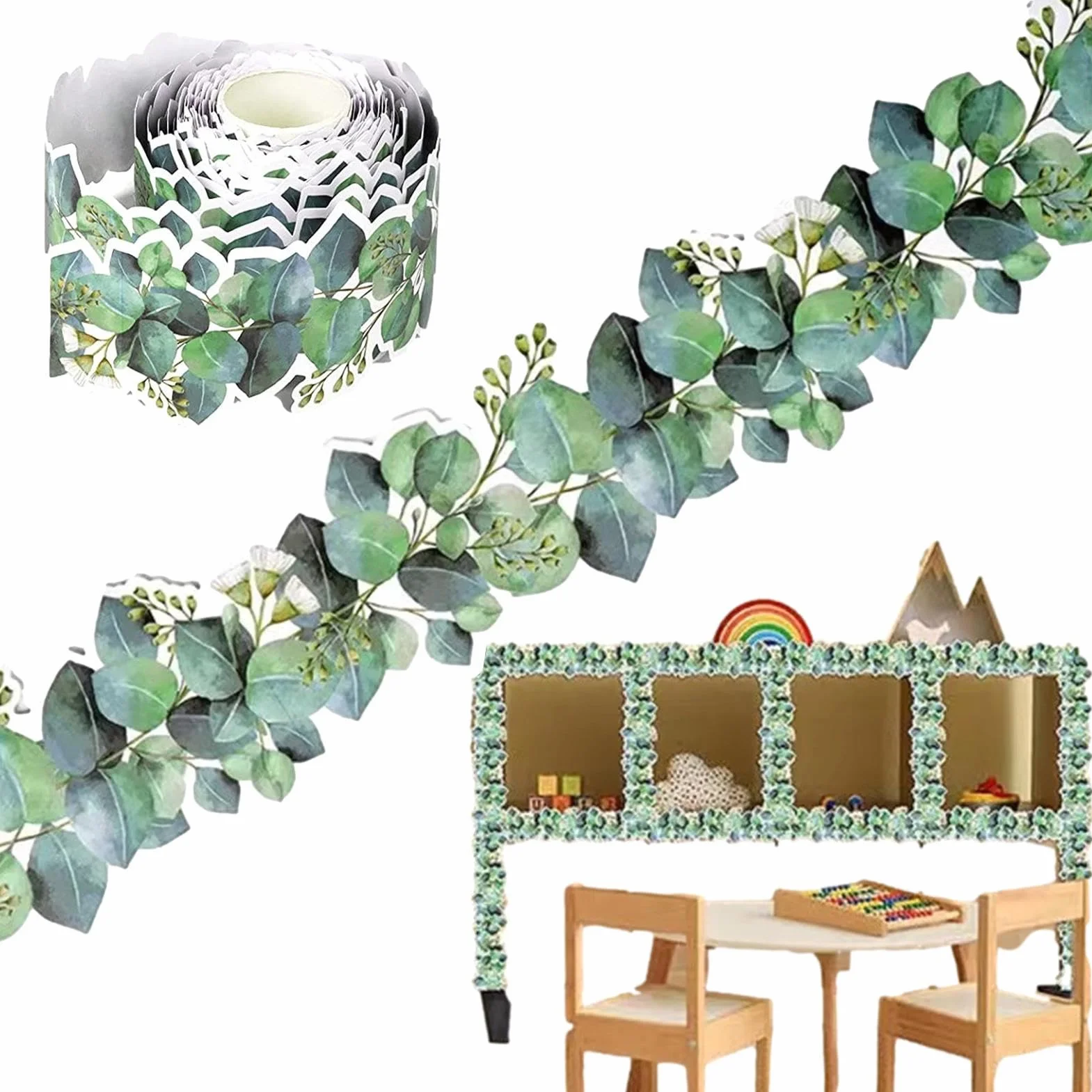Autocollant Bordure d'eucalyptus Imperméable pour Murs fenêtre
