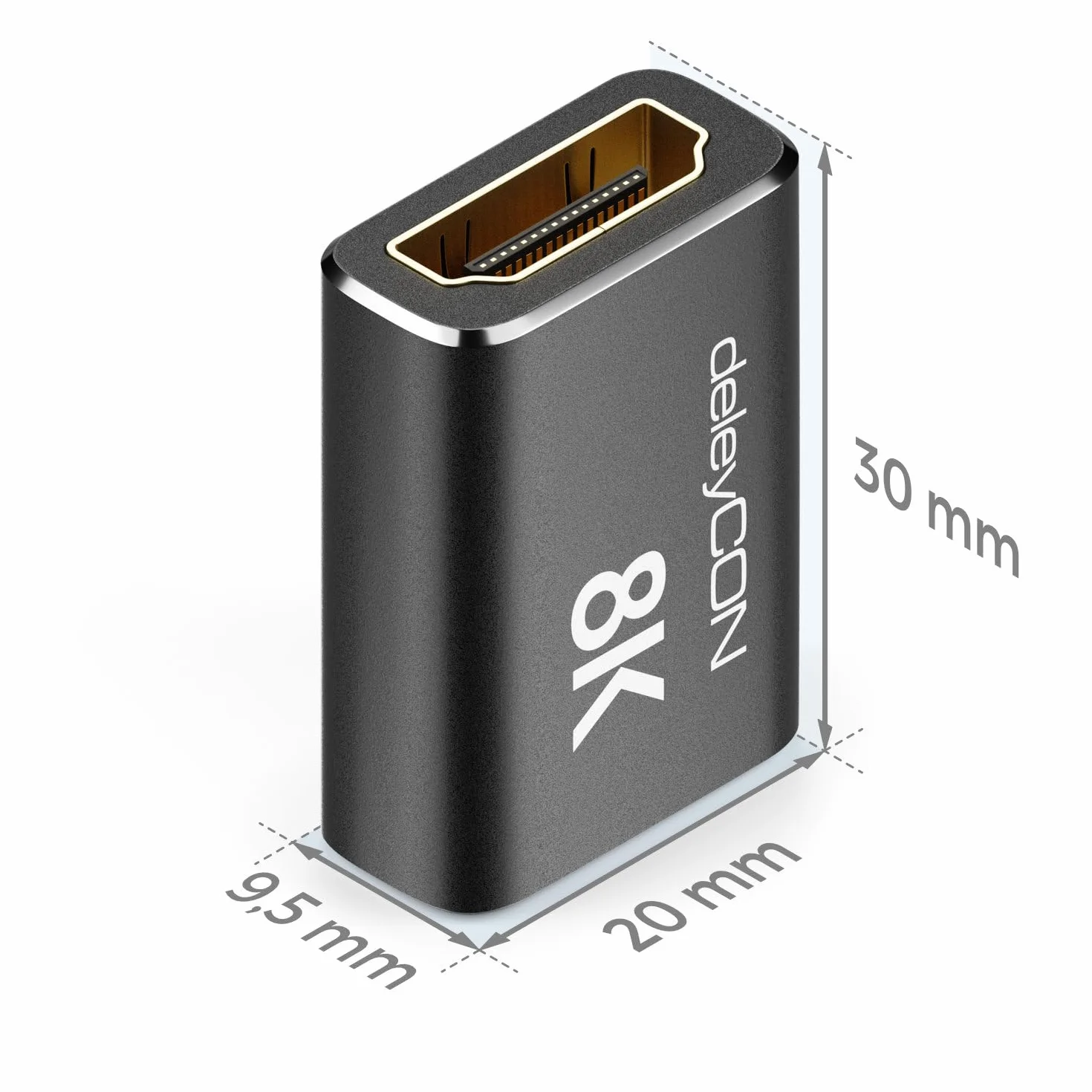 deleyCON 2 Szt. Złączka HDMI 2.1 8K (48G, Ultra High Speed) - Adapter 8K@60Hz, 4K@120Hz, 2K@144Hz/165Hz, EARC, HDCP 2.3/2.2, DTS:X - do HDR Dolby Atmos, TV, PS5, Xbox, Soundbara, Monitora - Czarny