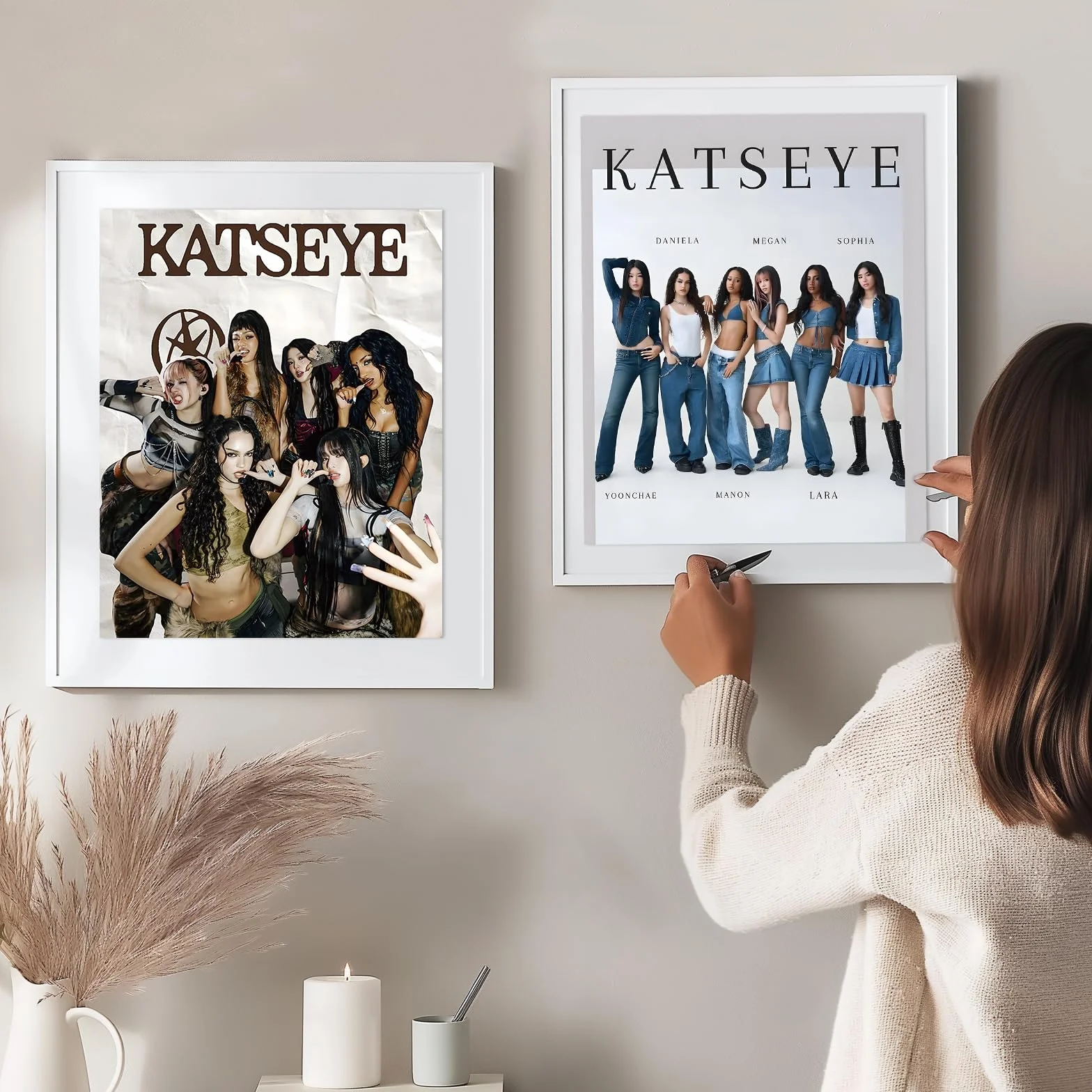 Katseye Poster Lot de 6 Affiche Décoration Peinture Toile Mur Art sans Cadre 20 x 25 cm