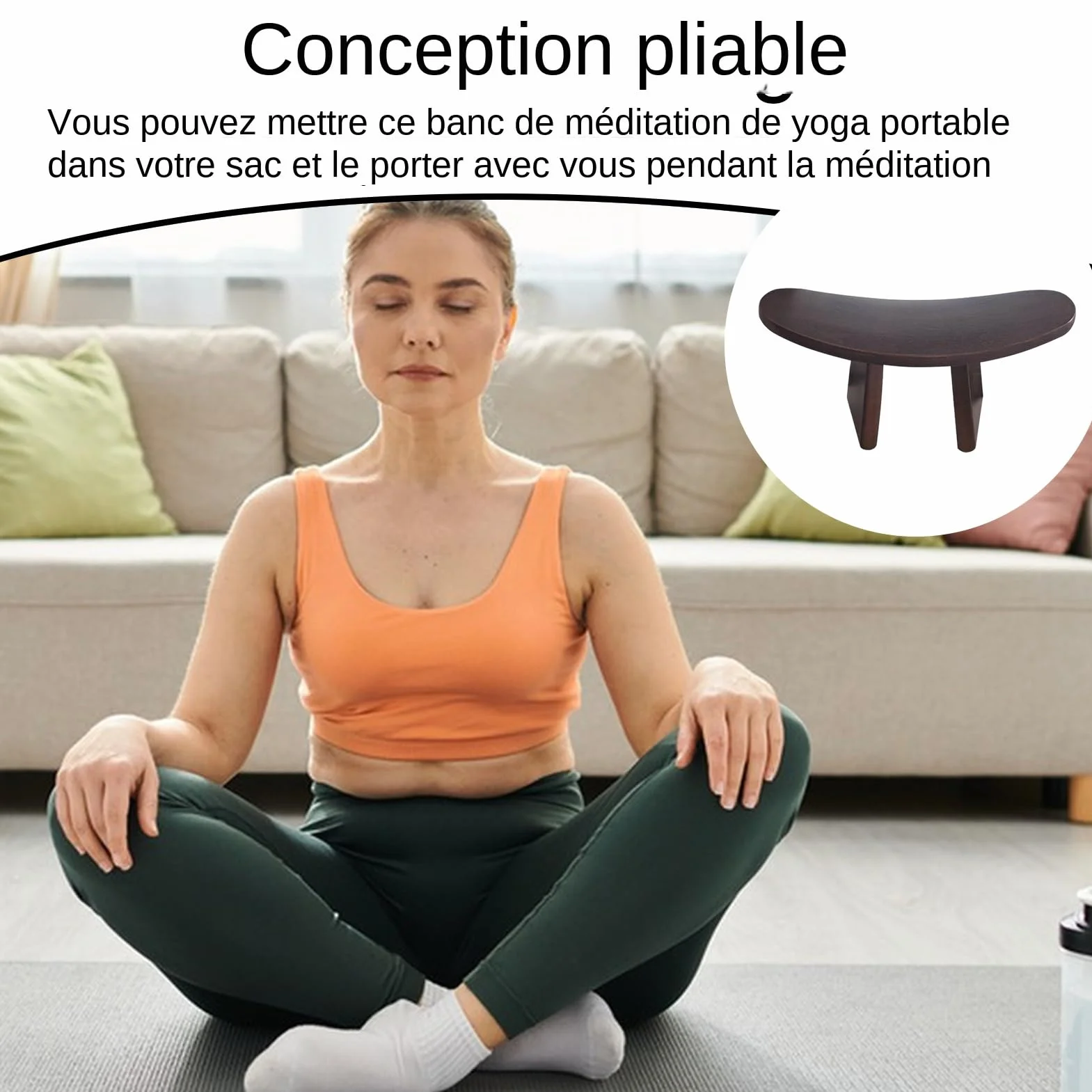 Banc De Méditation - Tabouret de Méditation Ergonomique - Siège en Bois Polyvalent Et Confortable pour Pratiques Méditatives, Rassemblements Spirituels, Maison Ou Église