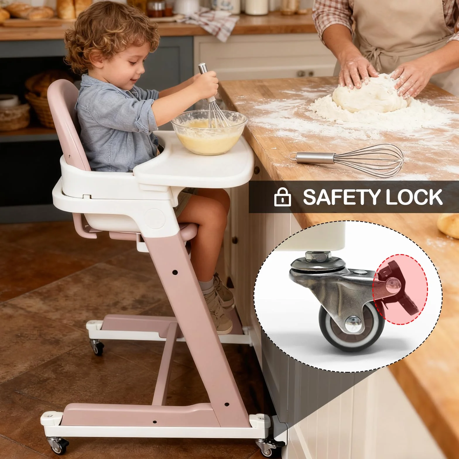 Roulette Compatible avec Stokke Tripp Trapp, Silencieuses Roulette Rotation à 360 Degrés Sans Rayures avec Verrous de Sécurité pour Tous les sols