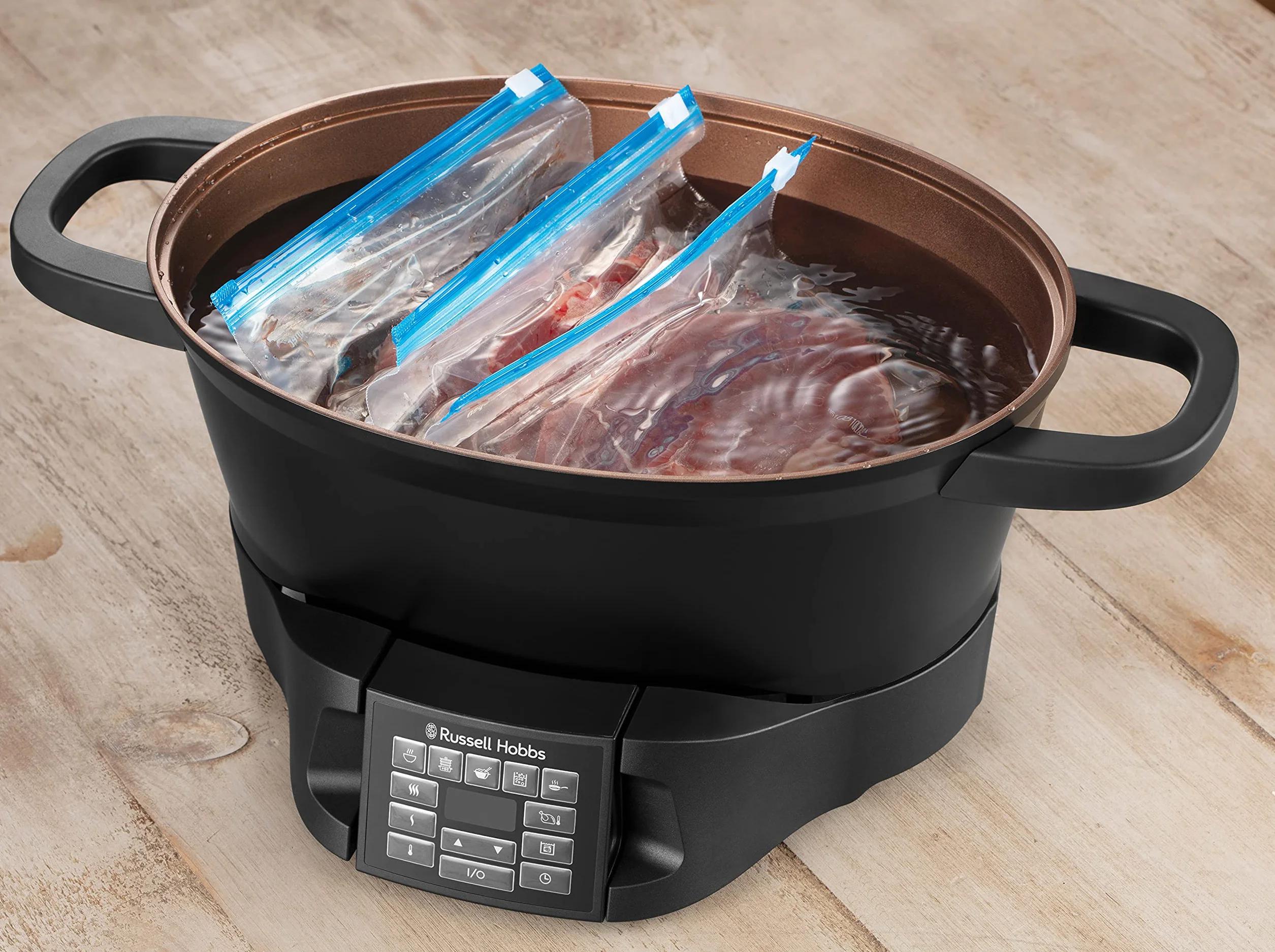 Russell Hobbs Mijoteur Electrique [8 en 1 Polyvalent] Good to Go (Rôtir, Cuisson lente, à vapeur, sous vide, ébullition, mijoter, cuiseur de riz, 6,5L, Economie d'énergie, Commande amovible) 28270-56