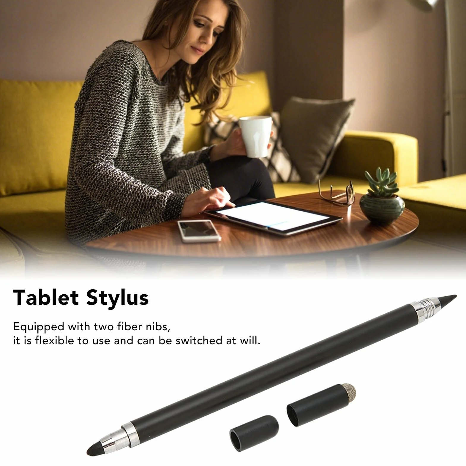 Rysiki, 3 w 1, Uniwersalny Rysik Fine Point do Telefonów Komórkowych Typu Tablet, Uniwersalny Rysik do Ekranu Dotykowego o Wysokiej Czułości z 2 Końcówkami z Włókna, do Pisania(Czarny)