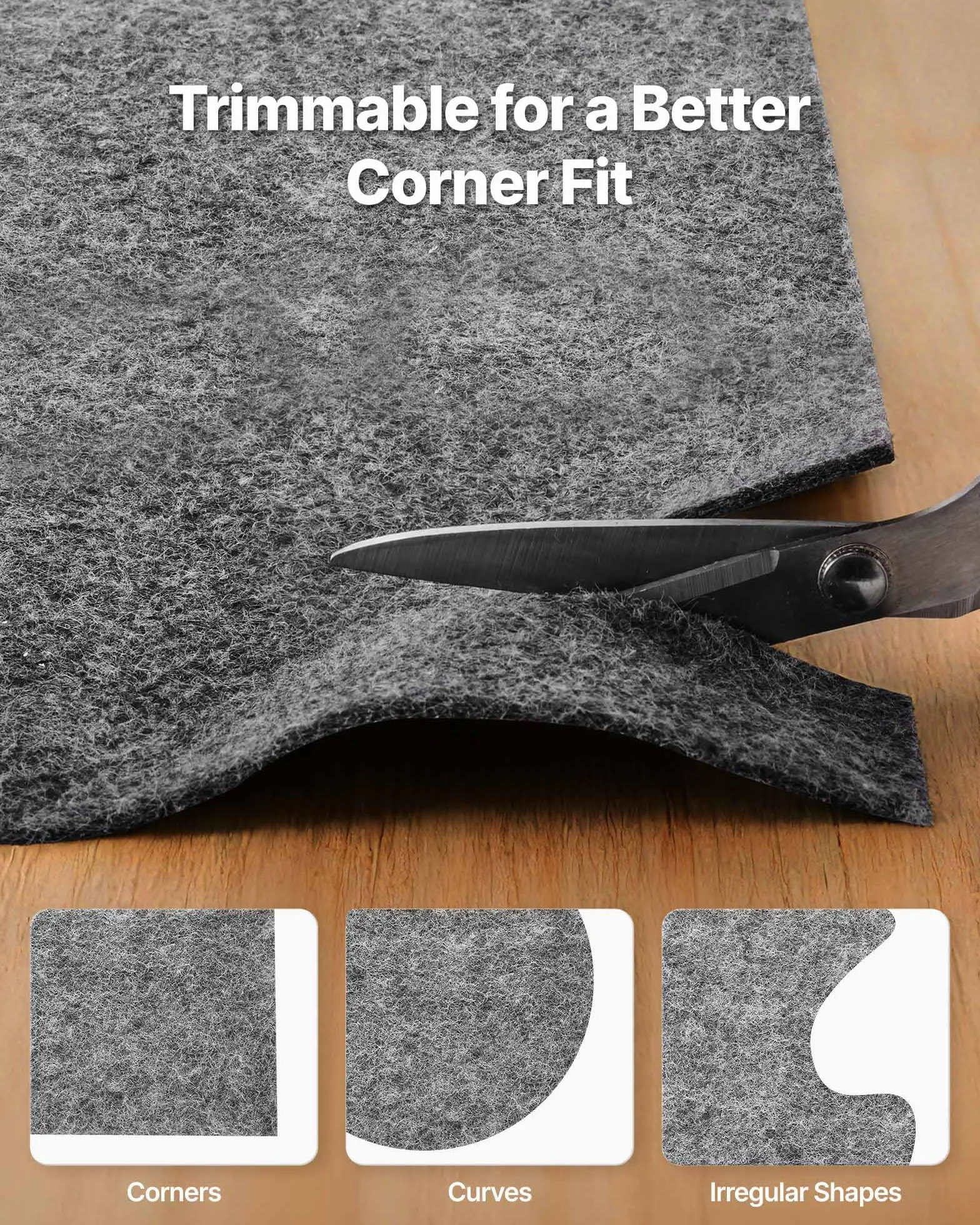 VEVOR Sous Tapis Antidérapant 243,8x152,4 cm Feutre Protection Tapis Glisse Parquet Carrelage Moquette 3,72 m²
