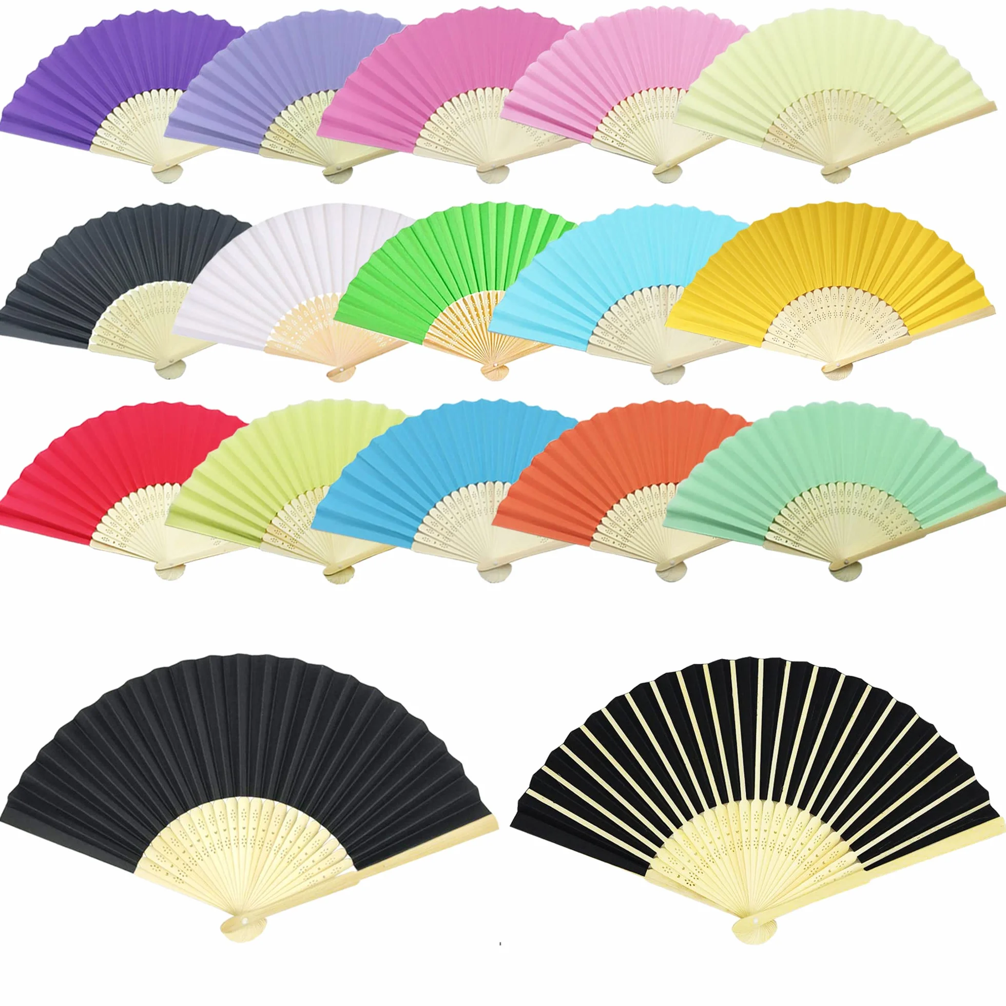 Woohome 15 Pièces Ventilateurs Pliants en Bambou Décoration Murale Multicolore