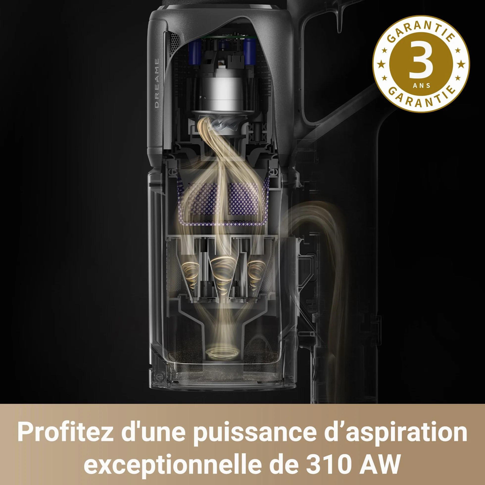 dreame Z30 Aspirateur Balai sans Fil, 28 000PA / 310 AW, Moteur Haute Vitesse, Autonomie 90 Min, Filtre HEPA H14, Technologie de Détection de Poussière, Élimination des Poils d’Animaux de Compagnie