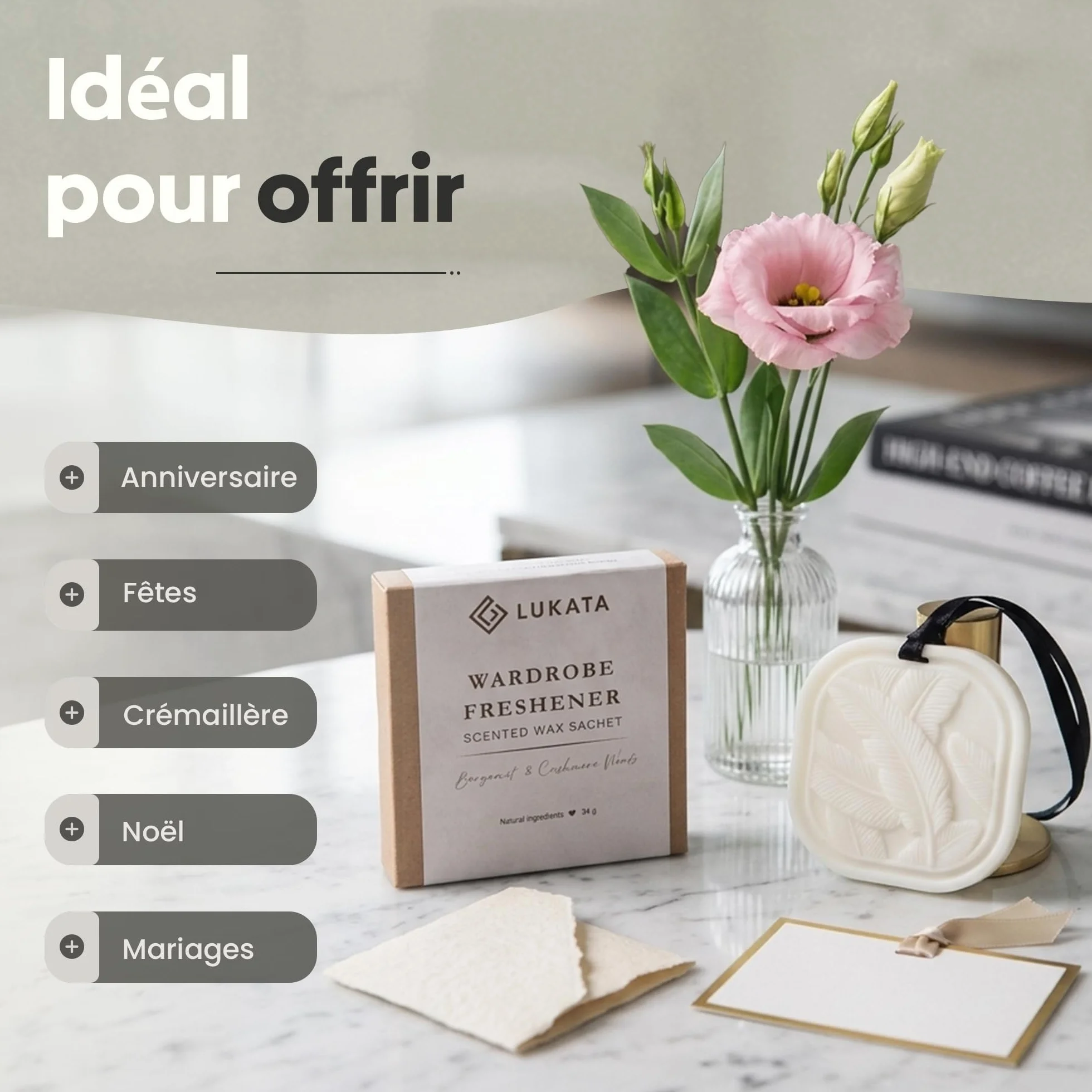 Bergamote Cachemire Sachet Cire Parfumée Solide Désodorisant Garde-Robe Durable Placard Tiroir Maison Cire Colza Naturelle 35 g