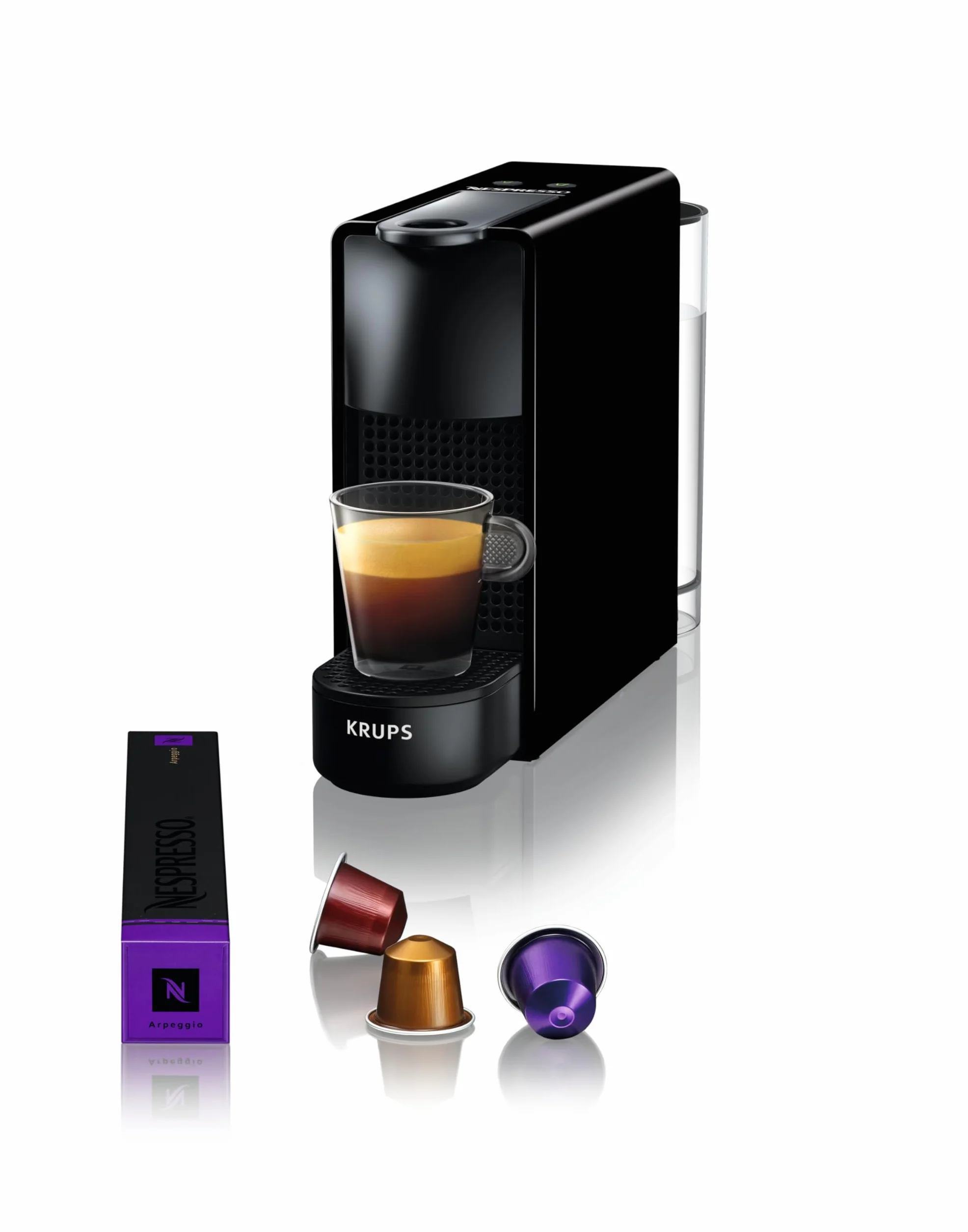 Nespresso Krups Machine à Café Essenza Mini Noir, 19 Bars + Kit de Bienvenue, Design Compact, Expresso et Lungo, Arrêt Automatique, YY2910FD