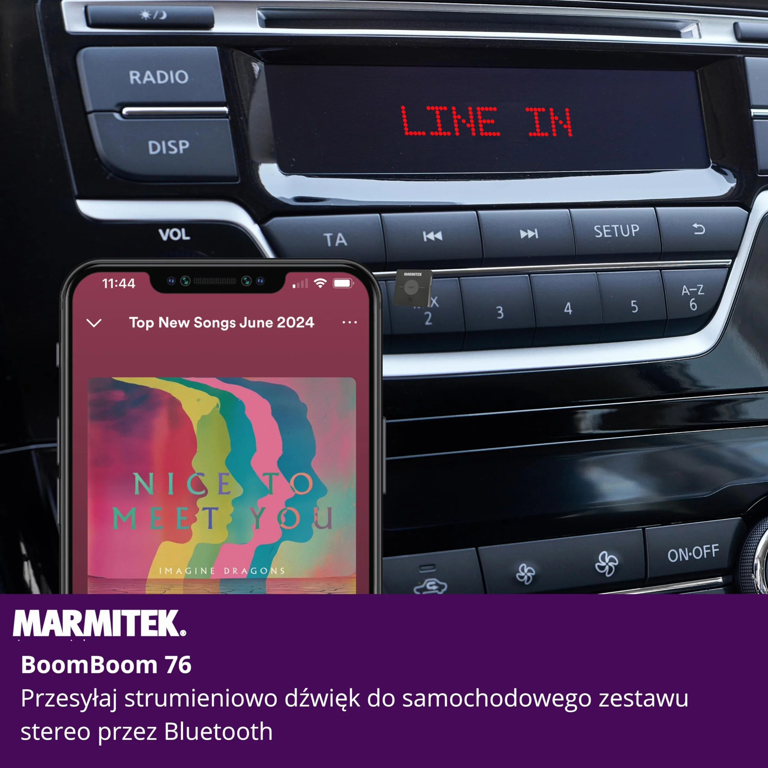 Odbiornik Bluetooth - Marmitek BoomBoom 76 - Samochód stereo - Przenośna bateria - NFC aptX - Zestaw głośnomówiący - jakość dźwięku - Szybkie połączenie