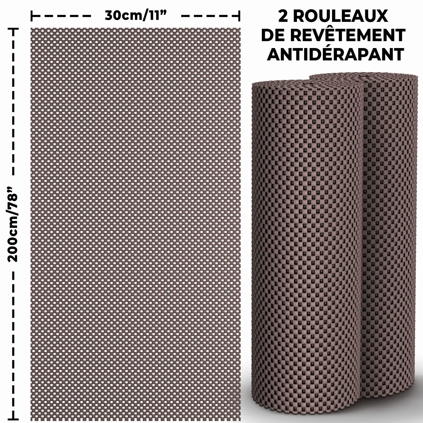 DIY Doctor Rouleaux antidérapants 190x30cm Tapis en Caoutchouc Chocolat