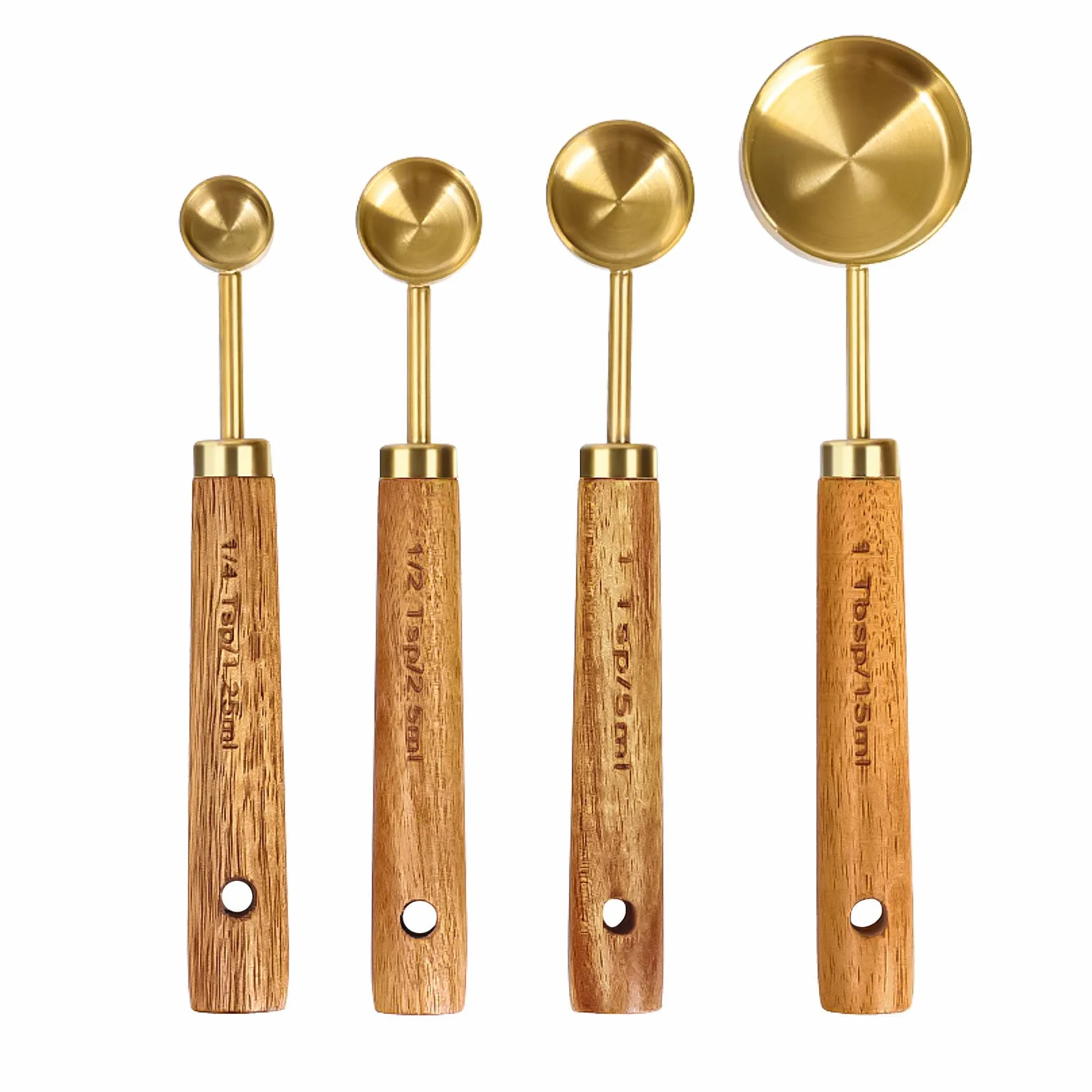 Cuteefun Ensemble de 8 Cuillères et Tasses à Mesurer, Acier Inoxydable, Finition Polie Or, pour la Cuisson