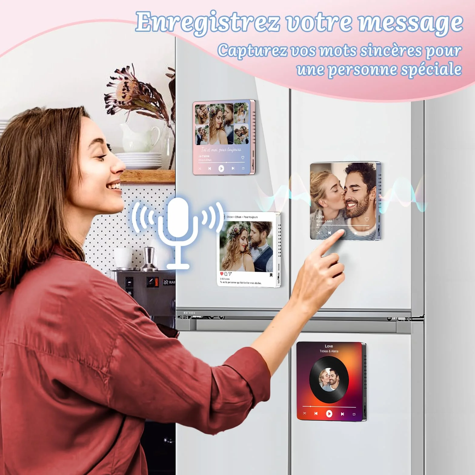 Aimant Musical Personnalisé Photo Rétro - Cadeau Saint Valentin Spotify Aimant Frigo
