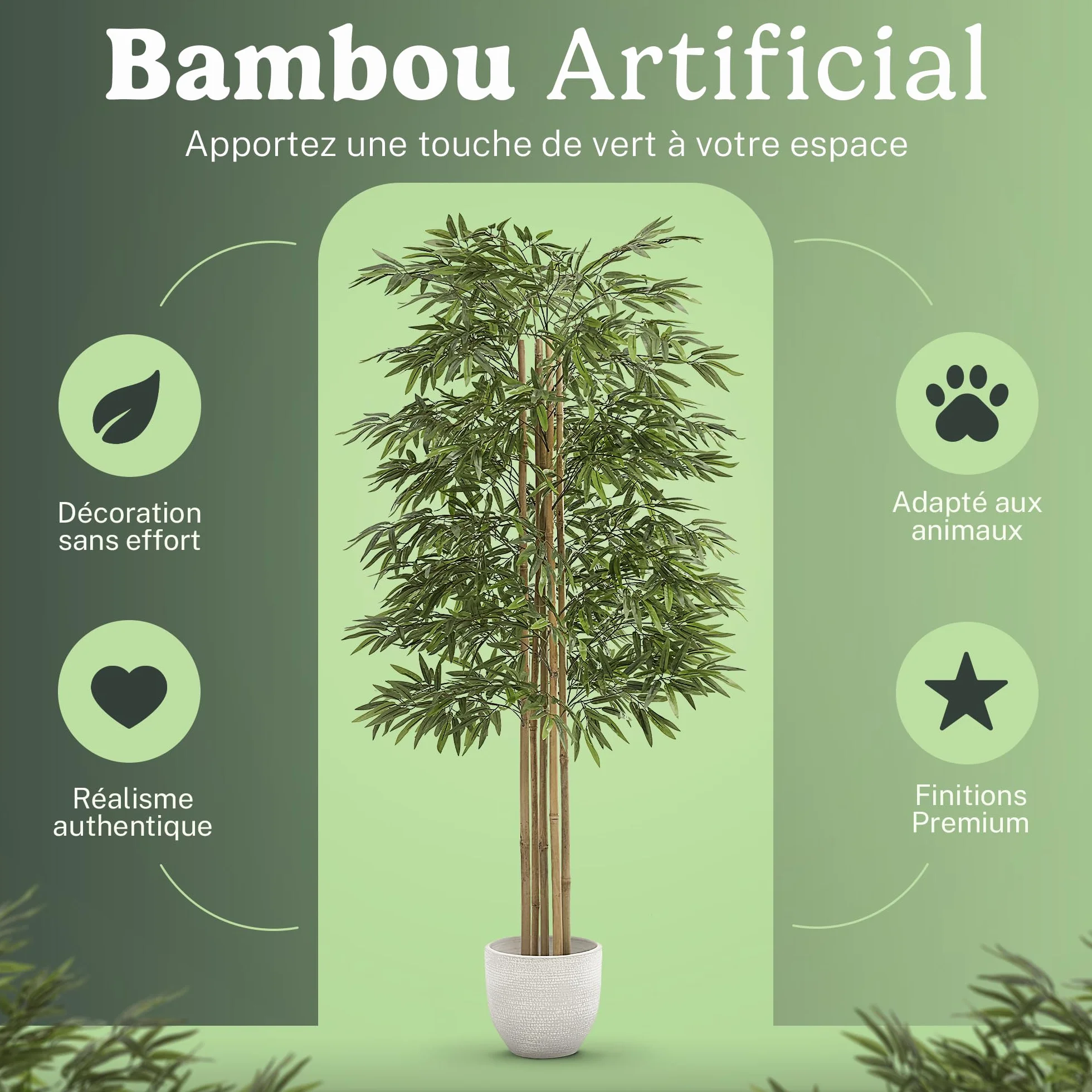 Bambou Artificiel 150 x 70 cm Plante Artificielle Intérieur Fausse Plante Arbre Artificiel Décoration