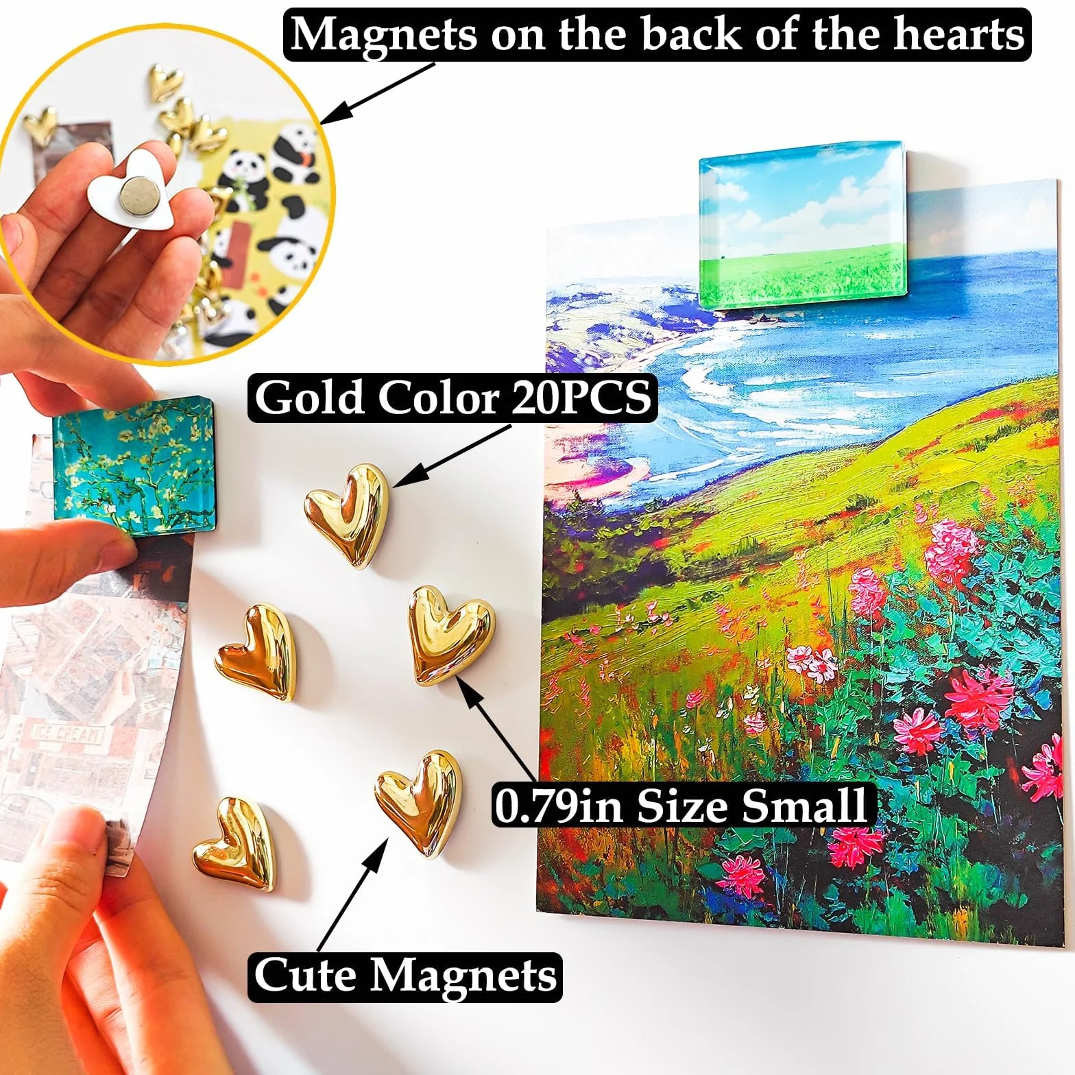 Aimants Frigo Dorés en Forme de Cœur, 3D Magnets Puissants pour Réfrigérateur et Décoration Magnétique