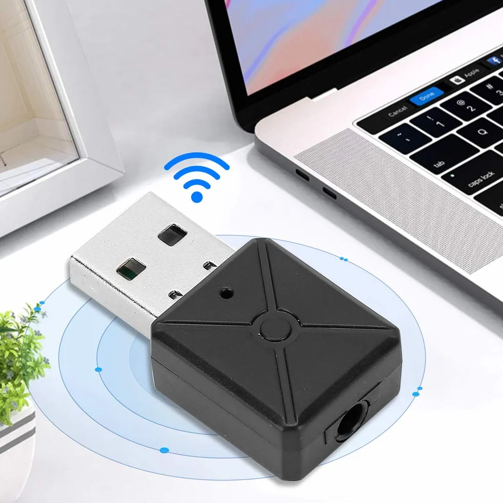 ASHATA Nadajnik odbiornika Bluetooth, nadajnik odbiornika Bluetooth USB5.0 Bezprzewodowy adapter audio Głośnik samochodowy Komputer Adapter TV Odbiornik audio