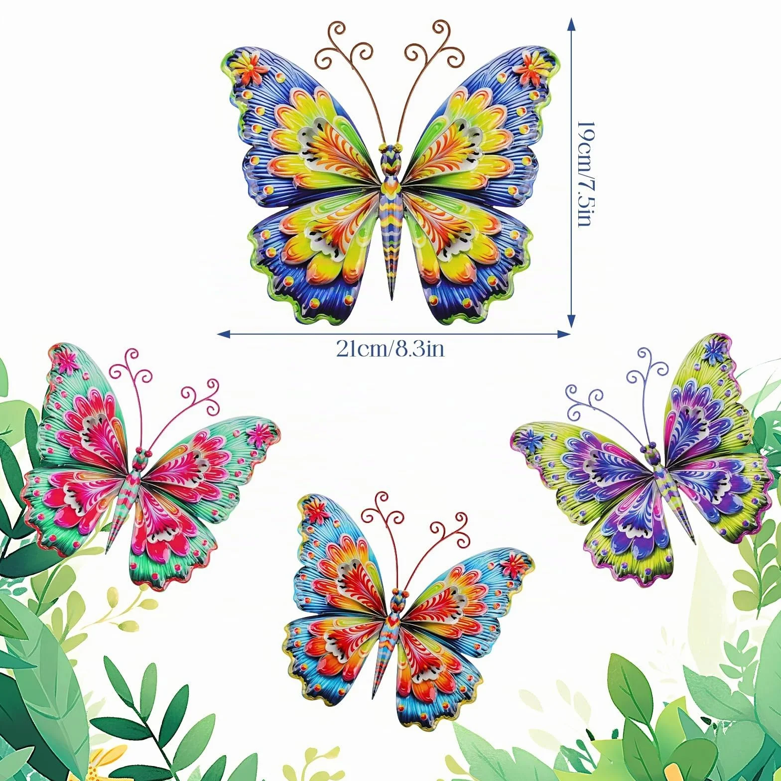 YiYa 4 Pièces Décoration Murale en Métal Papillon Art Mural pour Jardin Exterieur