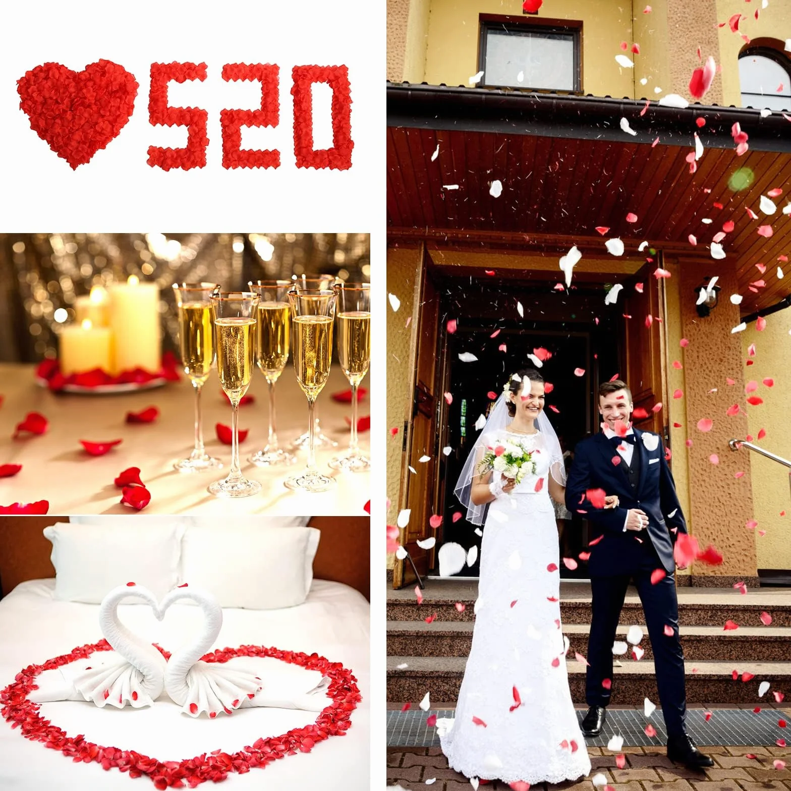 1200 Pièces Pétales de Rose Artificielles Rouges en Soie pour Mariage Saint Valentin Fête