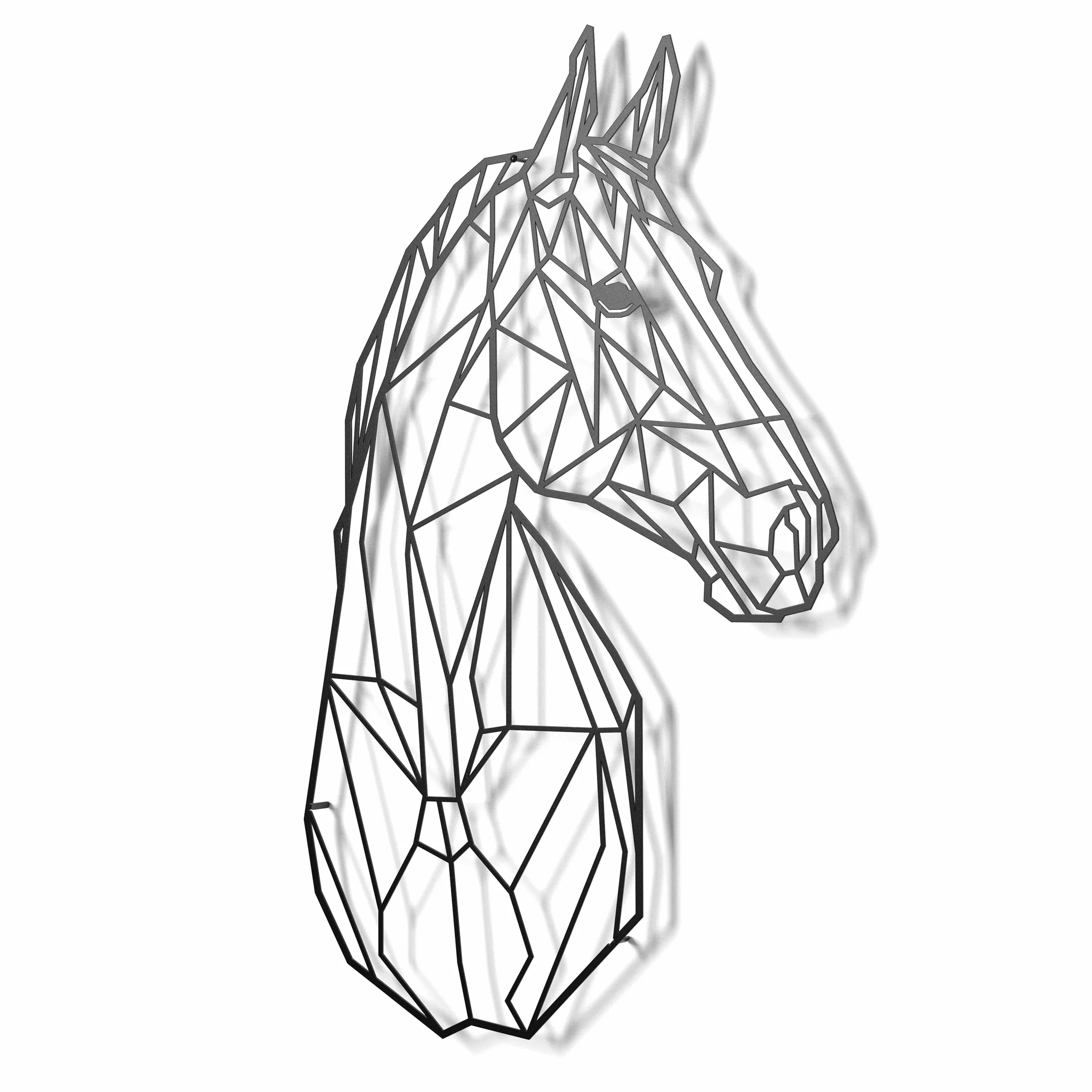 Sculpture murale flottante en métal Cheval 43 x 31 cm acier pour salon