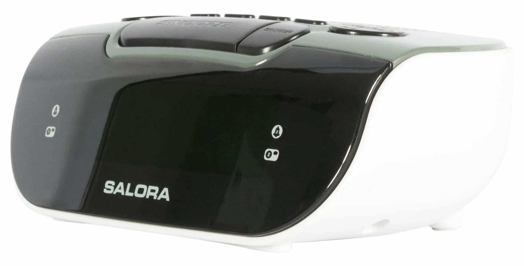 SALORA Reveil Matin Lumineux Numérique LED Horloge Digitale Radio FM Double Alarme Snooze Veilleuse Réglable Noir Gris Blanc